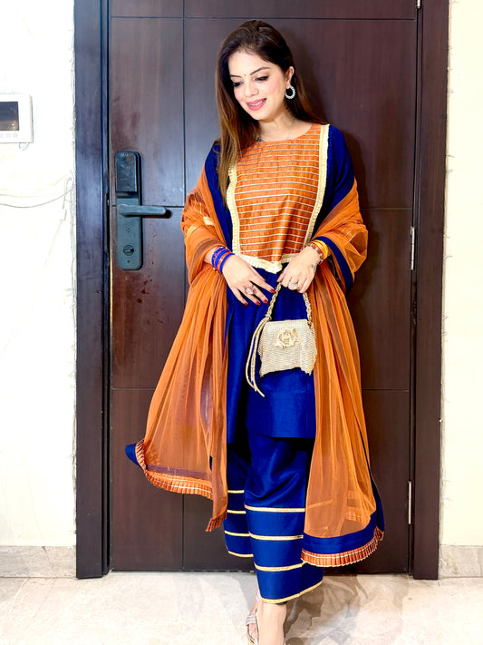 KESARIYA - Royal Blue Silk Kurta Set