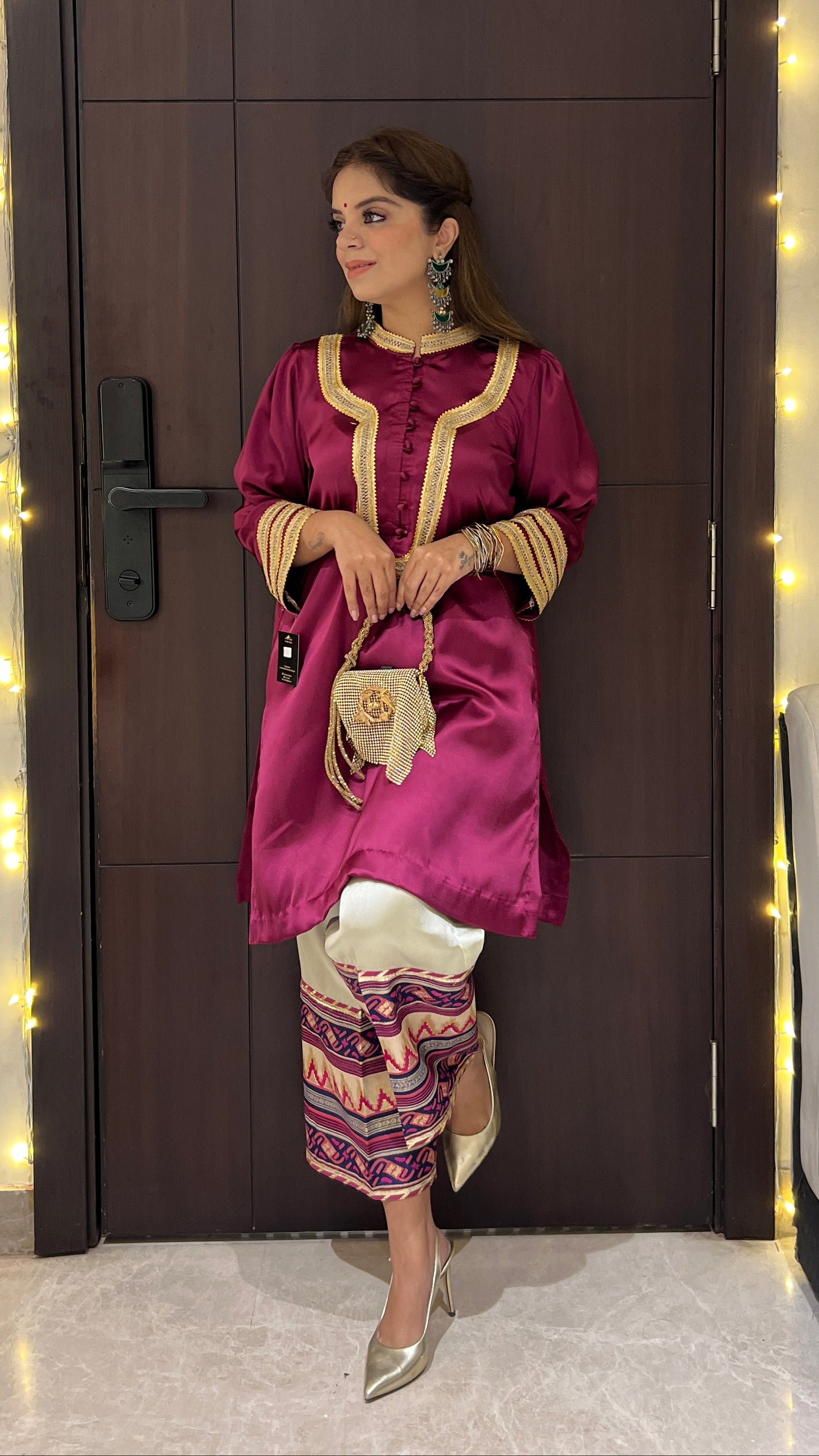 Rangrez - Magenta Satin kurta with silk pants.