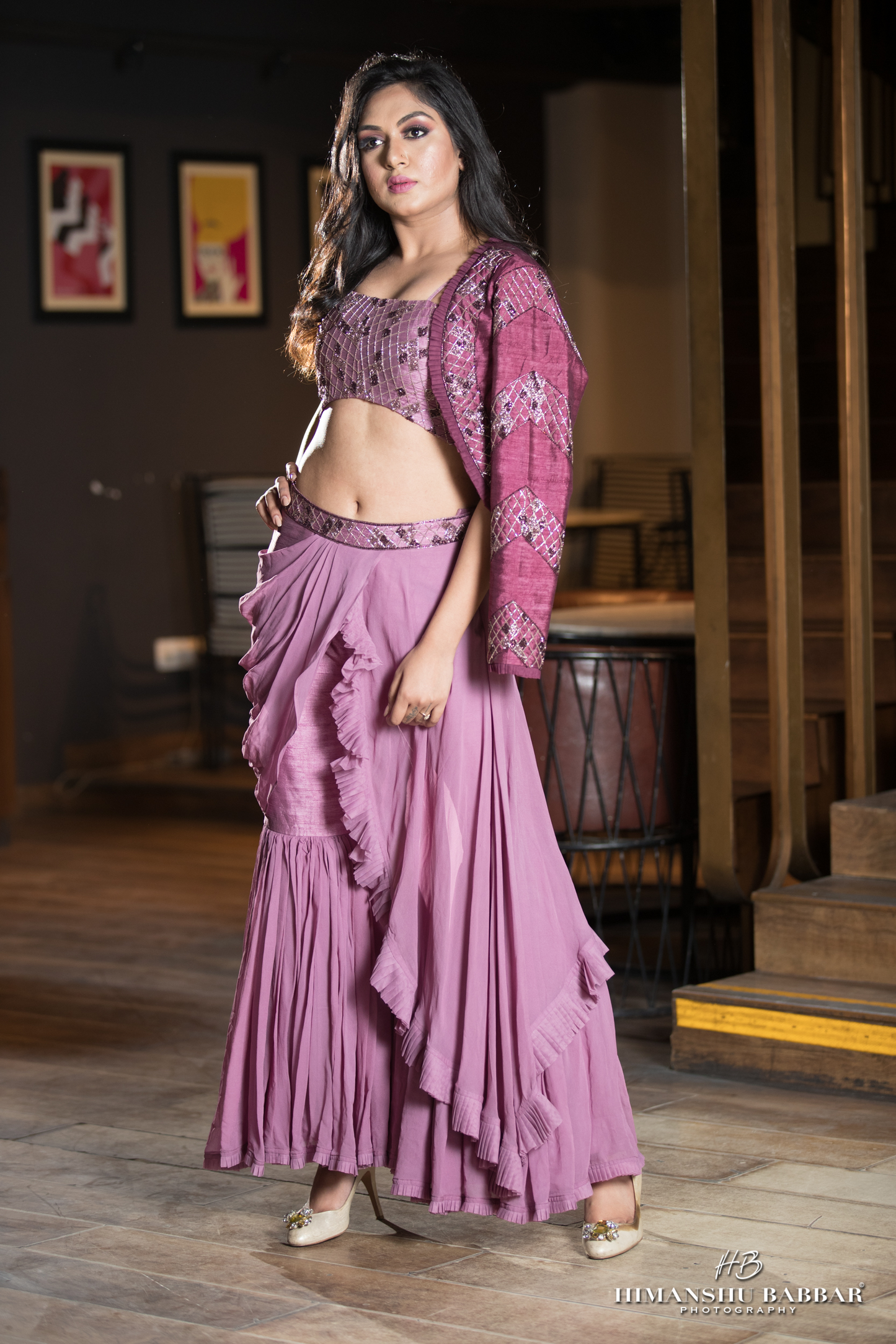 Shanaya - Drape Sharara Set with Hand-Embroidered Coat – 3-Piece Designer Indian Outfit| MYSTIQUE CLOSET