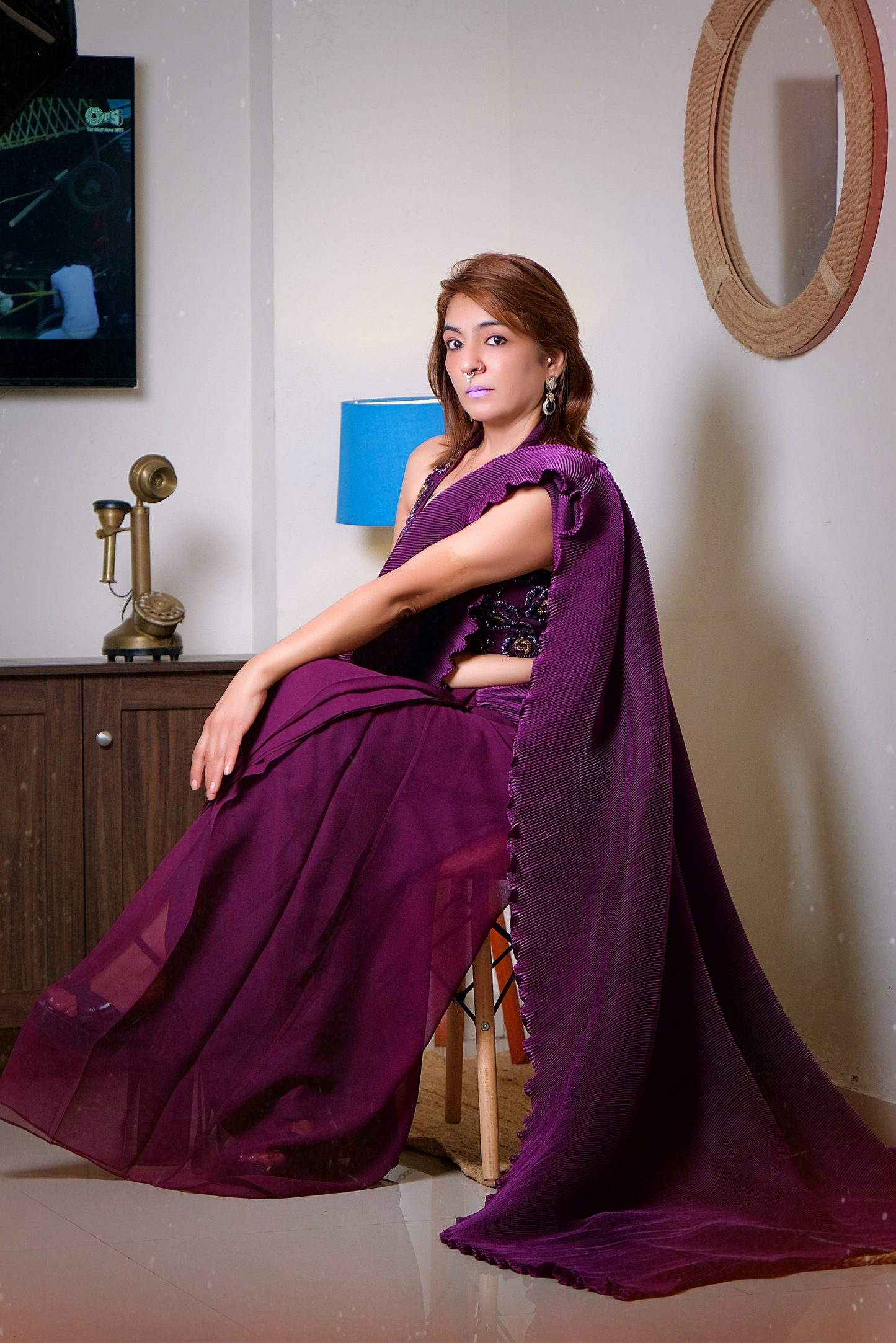 Samaira - Hand-Embroidered Blouse Saree – Artisan’s Touch for Elegant Indian Occasions