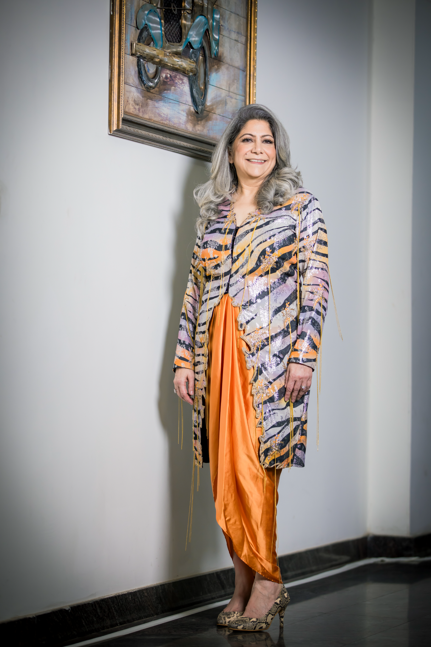 Aafreen - Metallic Tweed and Satin Dress for Women – Elegant Fusion of Texture & Style