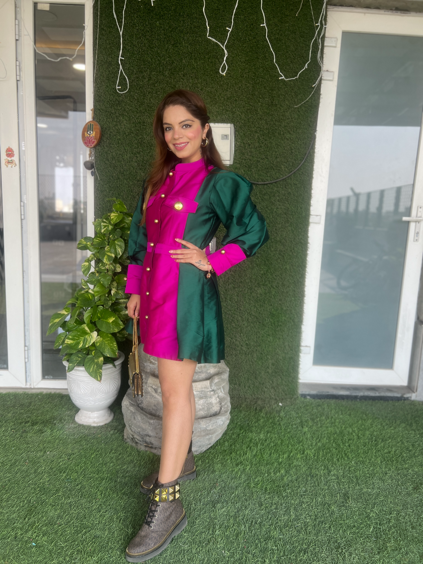 Two-Colored Flared Dress – Elegant & Chic Women's Fashion