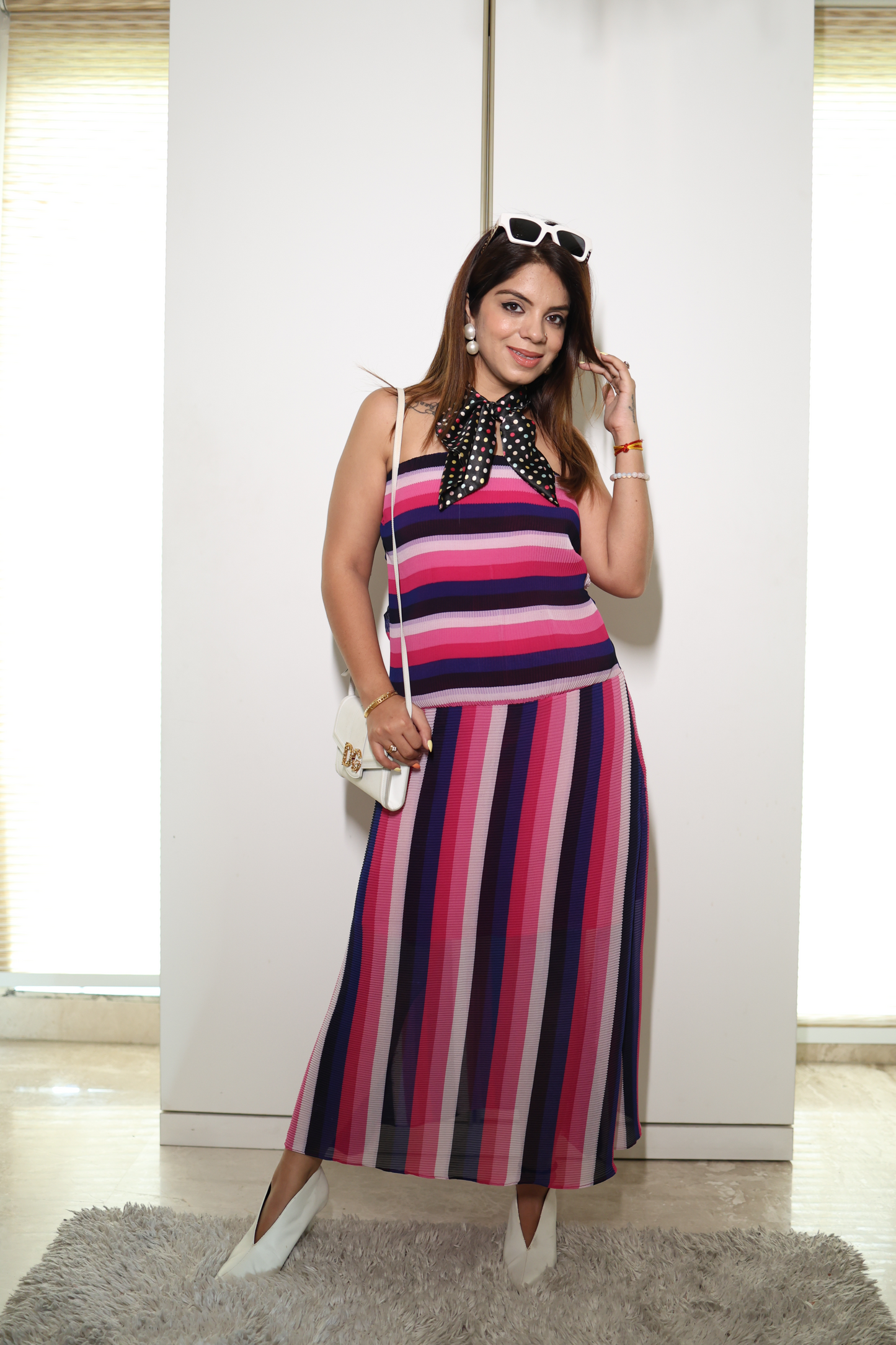 Zunaira - Women’s Striped Georgette Maxi Dress – Flowy Ankle-Length Summer Dress