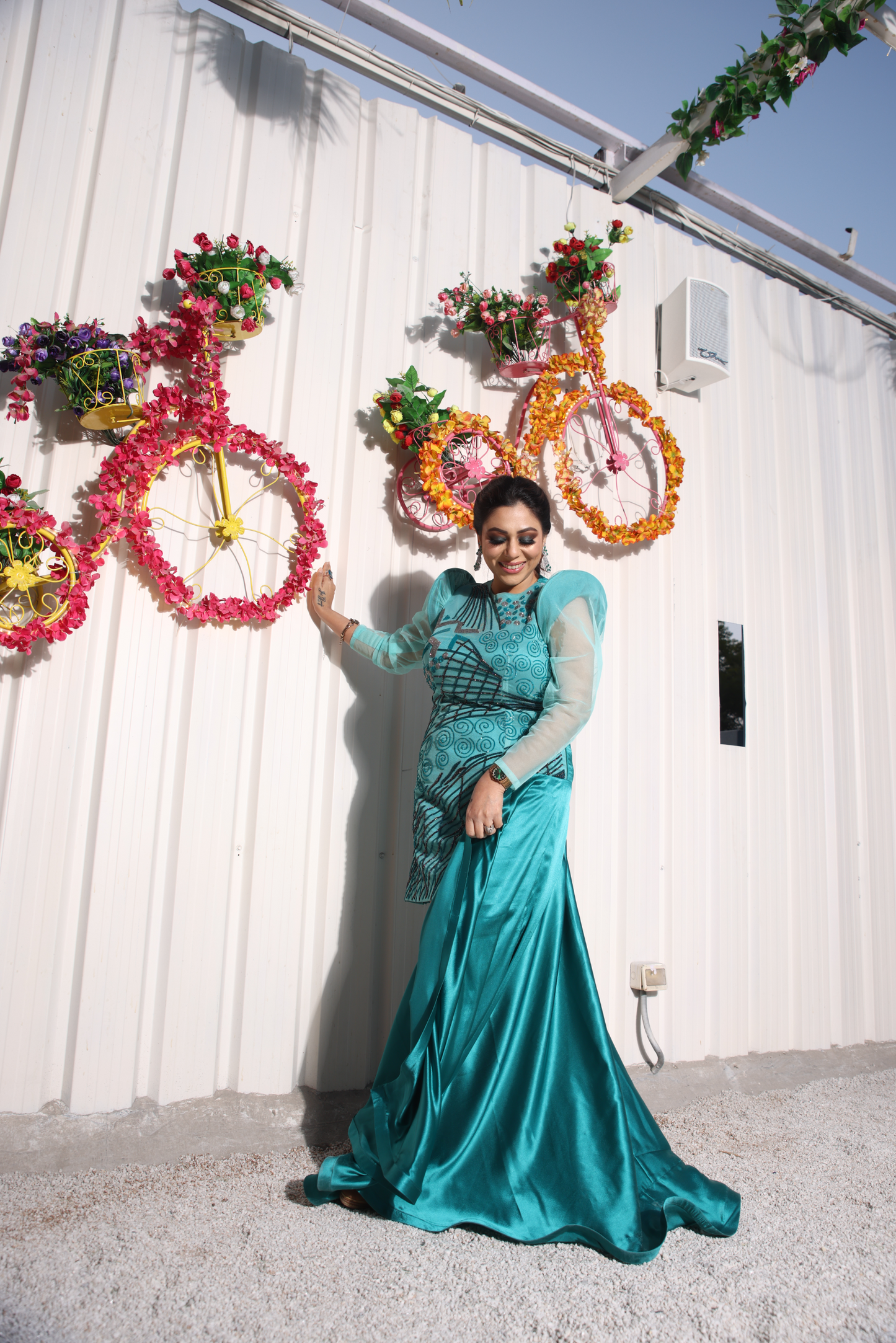 Shanaya - Enchanted Elegance: Embroidered Short Dress with Majestic Floor-Length Flare| MYSTIQUE CLOSET