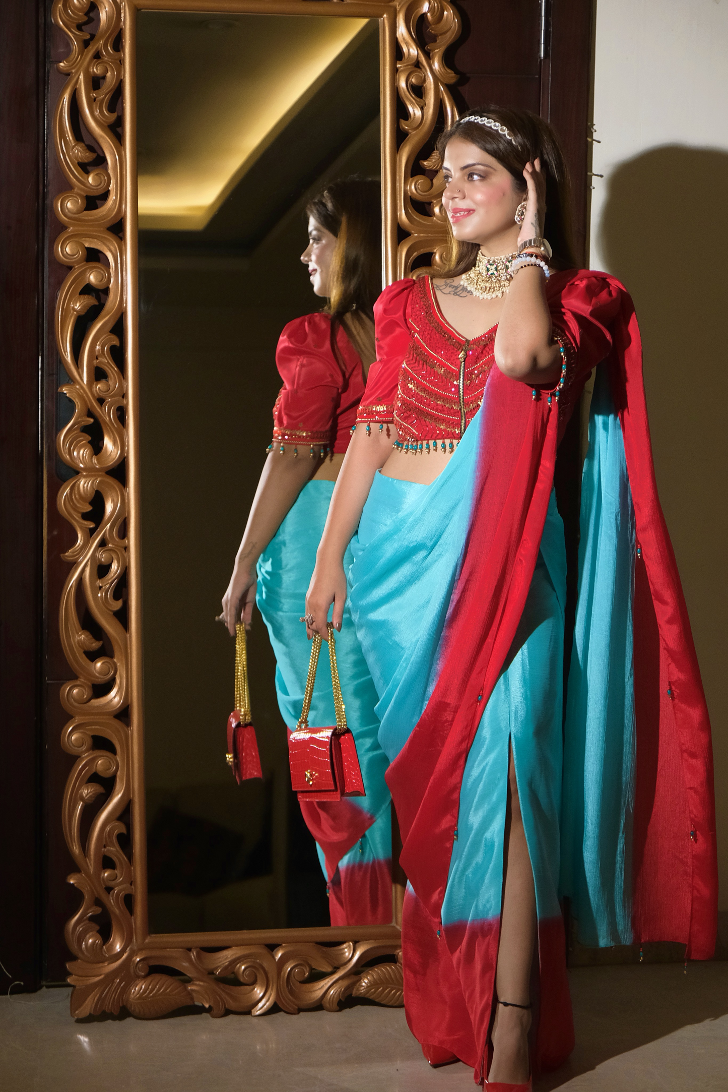 Aaradhya - Women’s Hook-and-Go Pre-Stitched Saree – Elegant & Easy Ready-to-Wear Drape