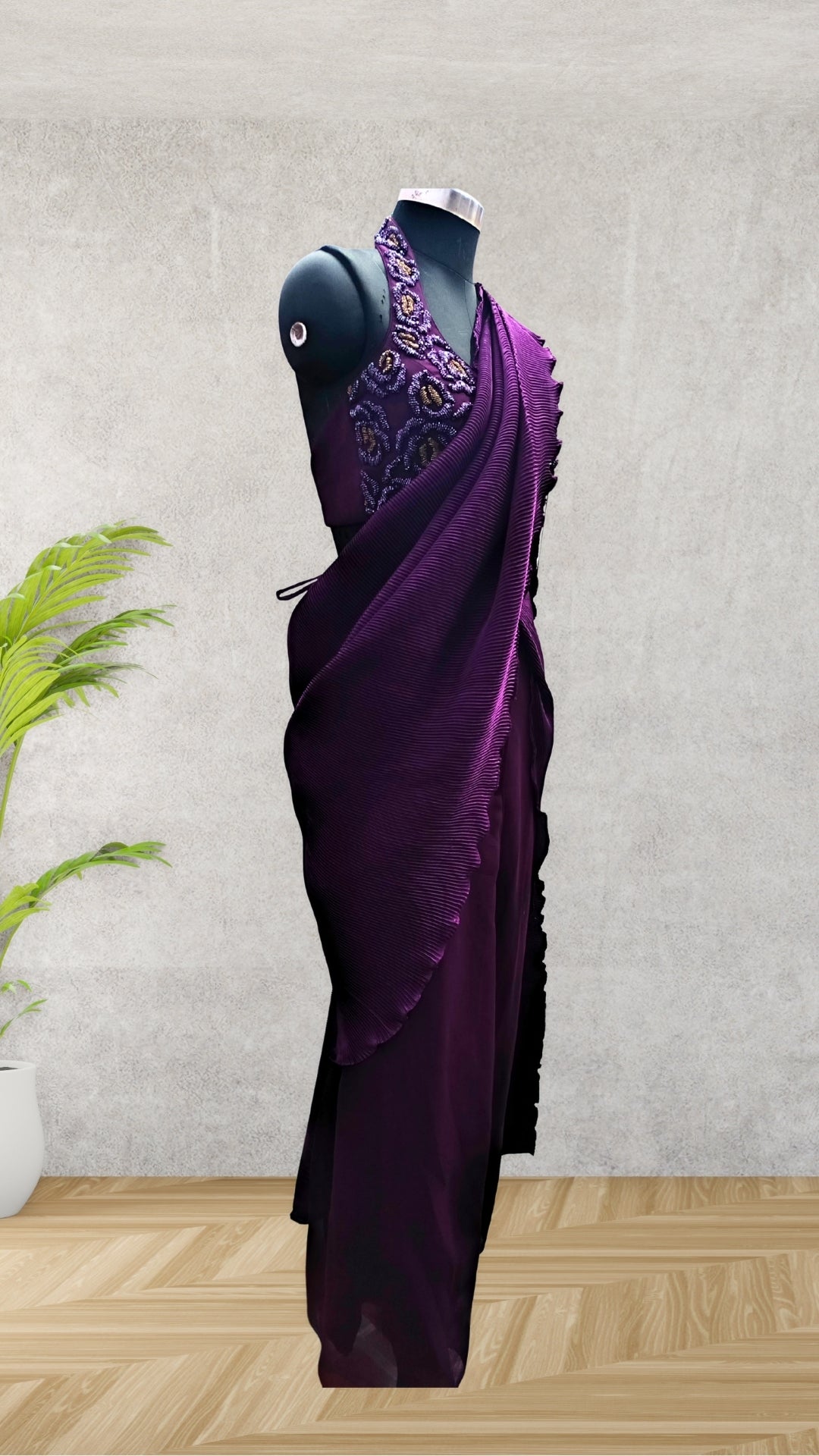 Samaira - Hand-Embroidered Blouse Saree – Artisan’s Touch for Elegant Indian Occasions