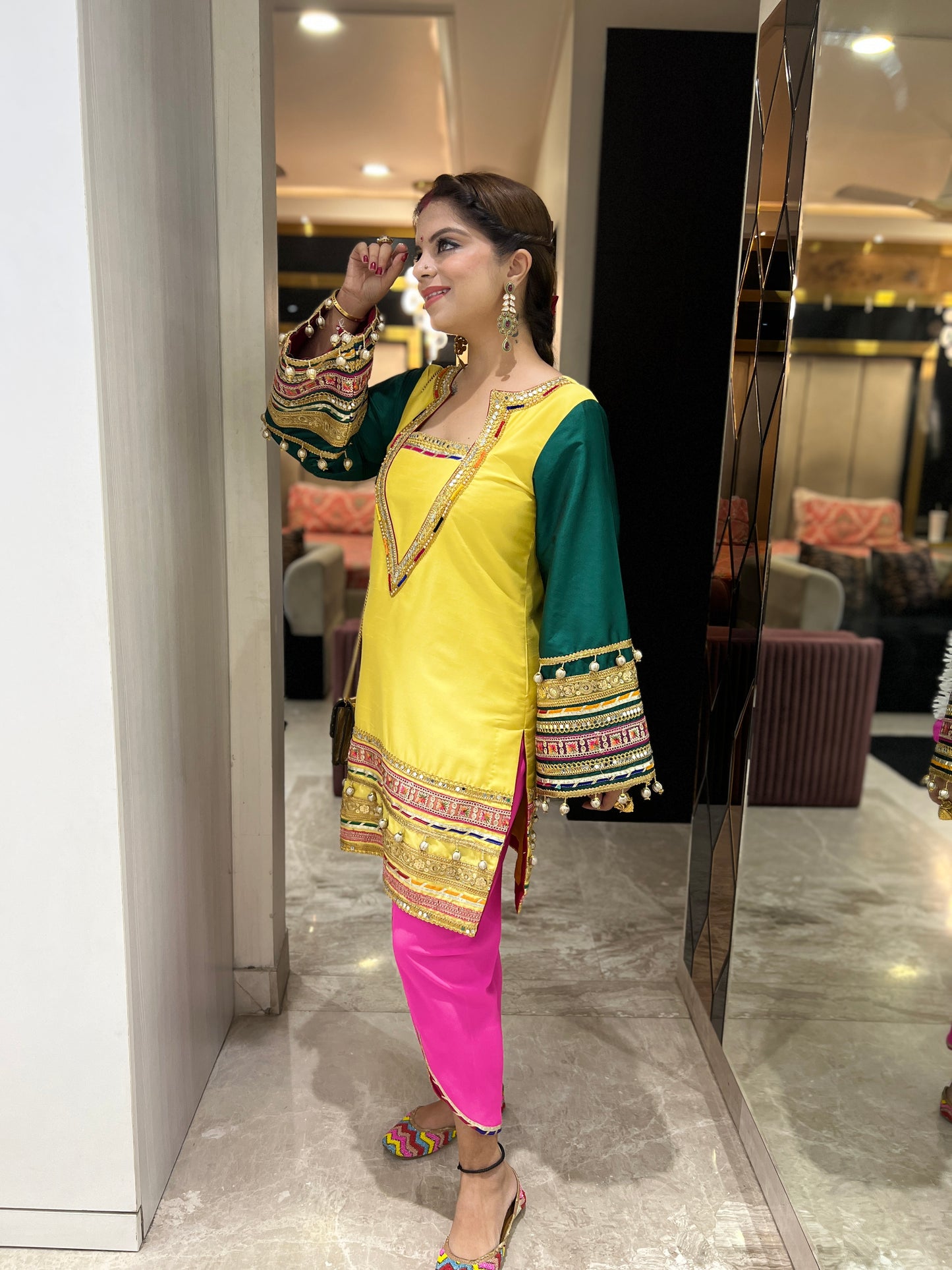 Noor-e-Punjab – Vibrant Gota Work Kurta Set for Celebrations