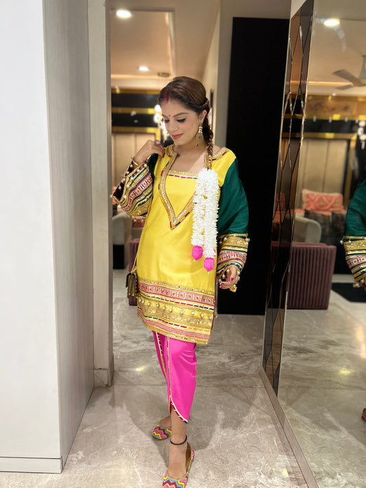 Noor-e-Punjab – Vibrant Gota Work Kurta Set for Celebrations