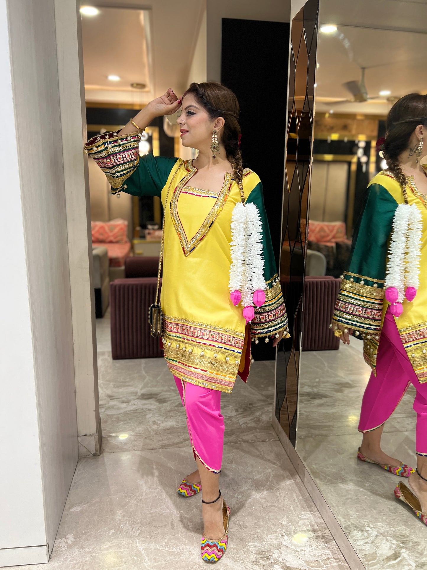 Noor-e-Punjab – Vibrant Gota Work Kurta Set for Celebrations