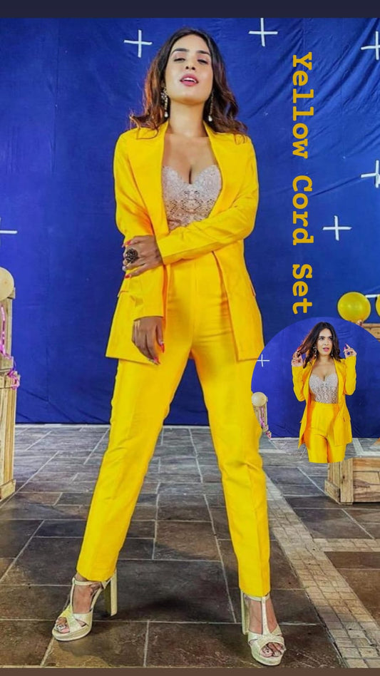 Sunshine -  Power Cord Set – Yellow Blazer & Trouser Co-ord for Chic Statement Style.