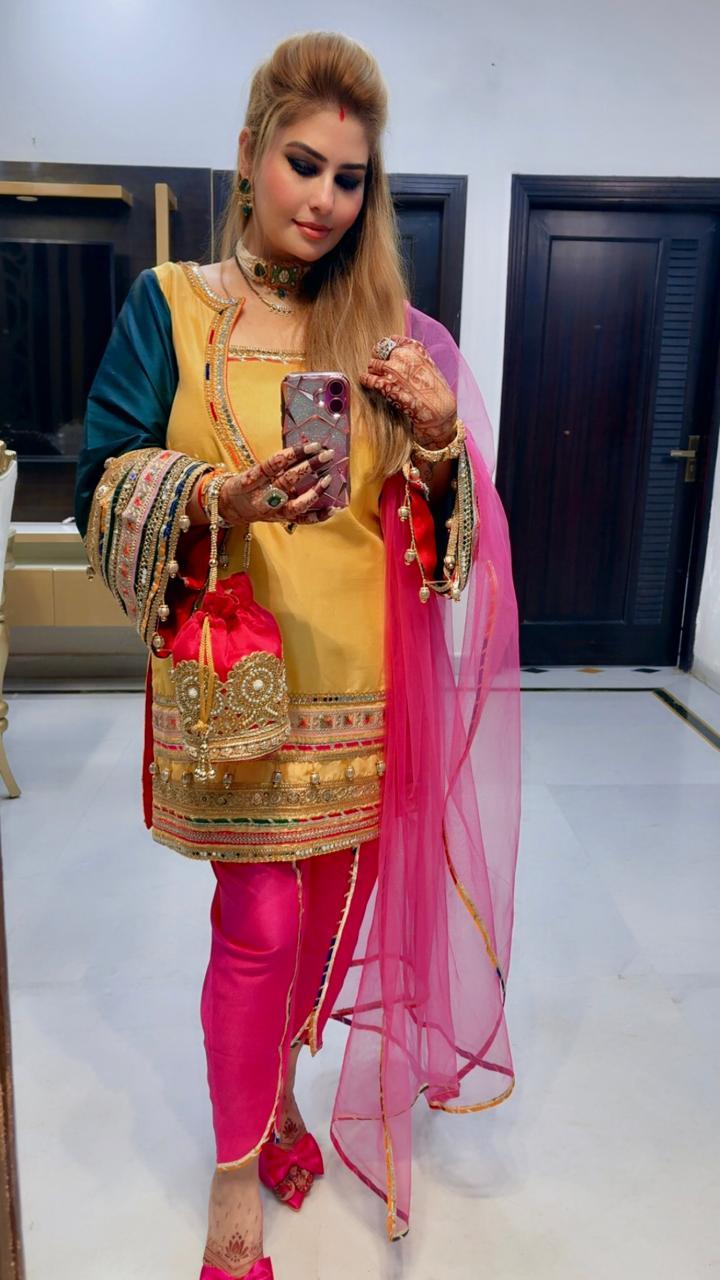 Noor-e-Punjab – Vibrant Gota Work Kurta Set for Celebrations