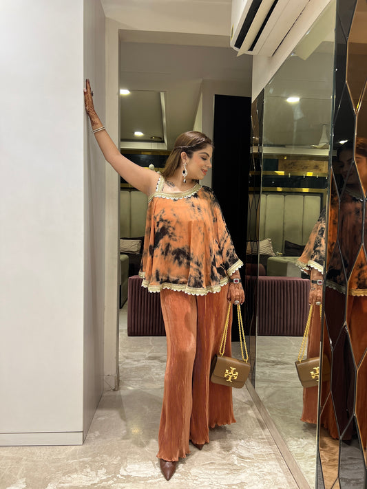 Mehek - Luxury Party Wear Georgette Kaftan Set with Lace Detailing