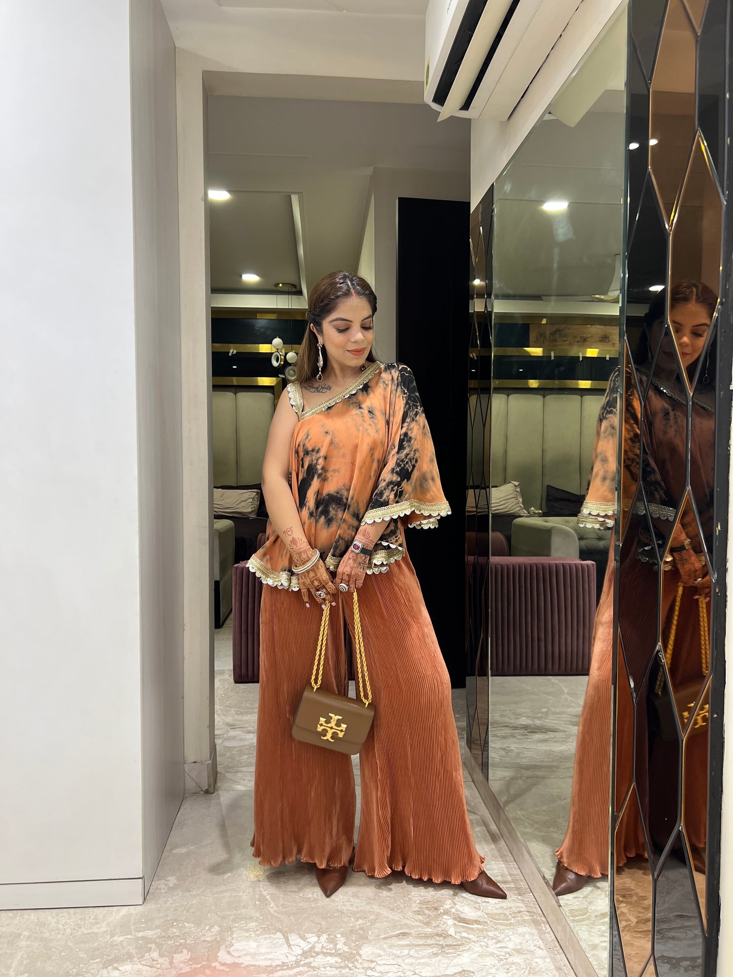 Mehek - Luxury Party Wear Georgette Kaftan Set with Lace Detailing