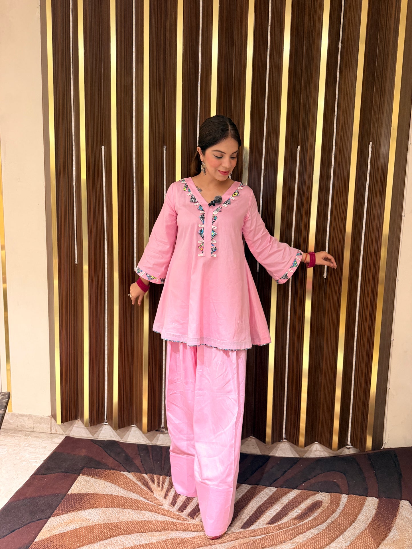 Roselle - Blush Pink Farshi Palazzo Set | Premium Cotton Kurta Set for Women | Festive & Casual Wear