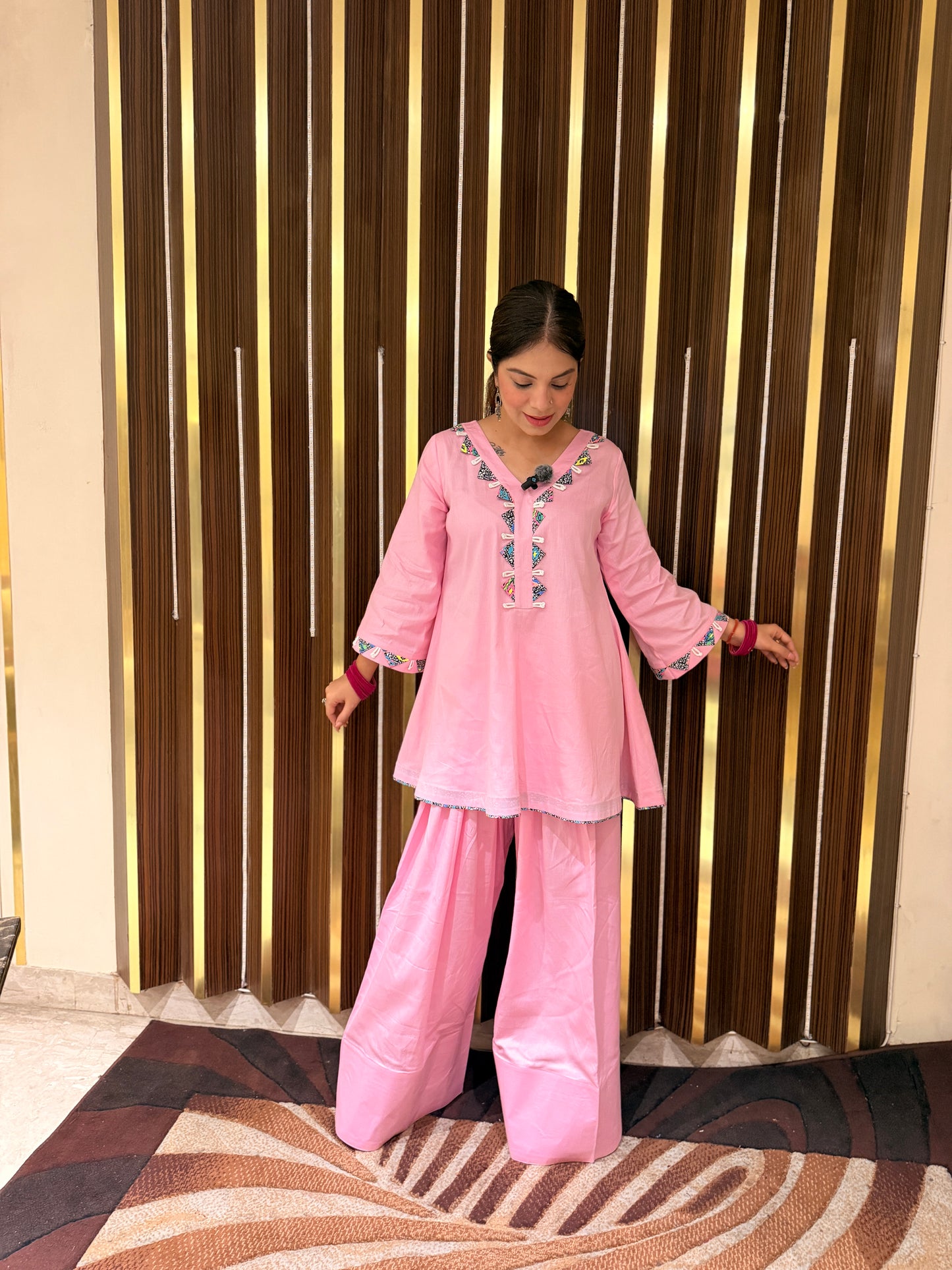 Roselle - Blush Pink Farshi Palazzo Set | Premium Cotton Kurta Set for Women | Festive & Casual Wear