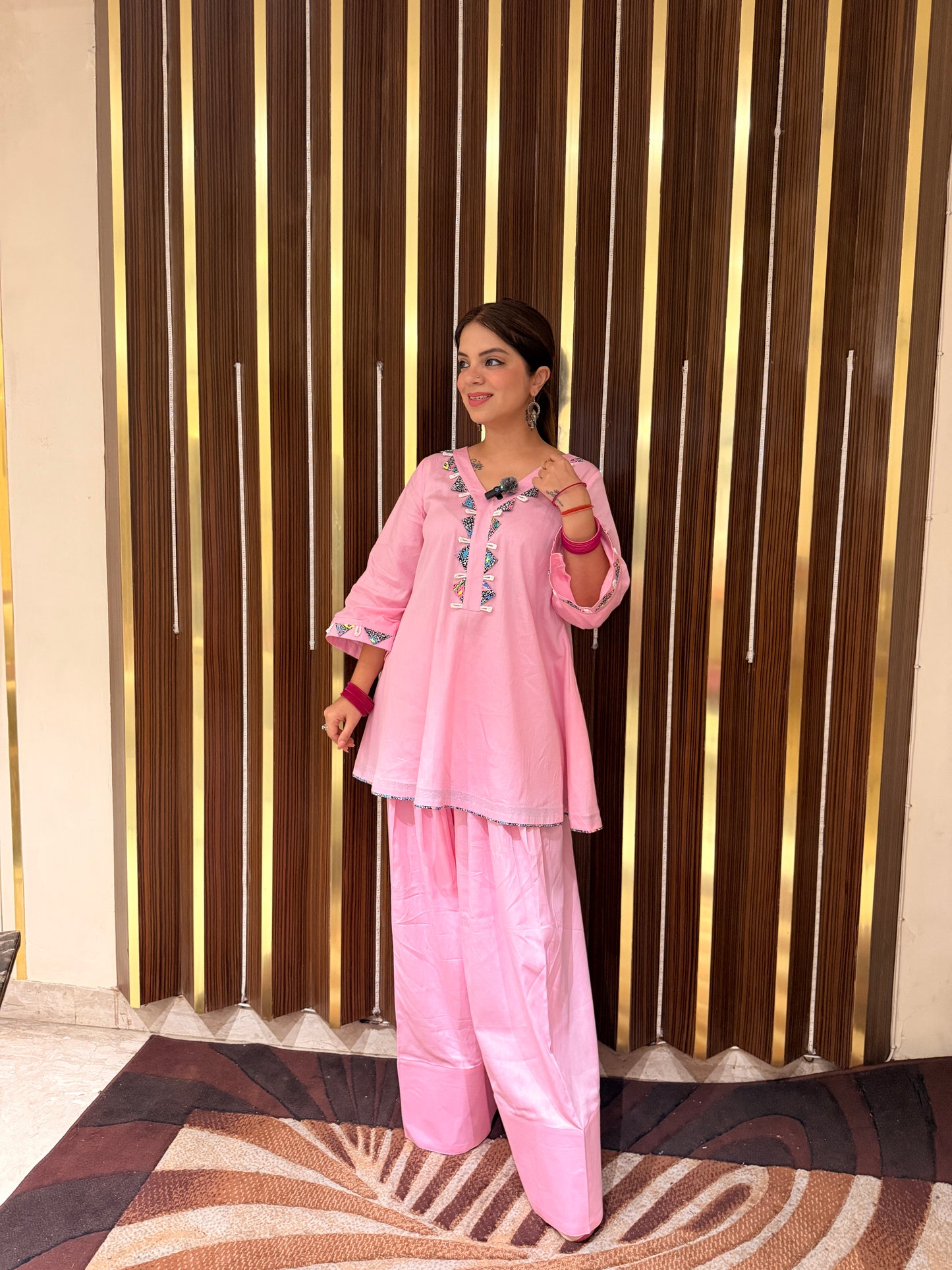 Roselle - Blush Pink Farshi Palazzo Set | Premium Cotton Kurta Set for Women | Festive & Casual Wear
