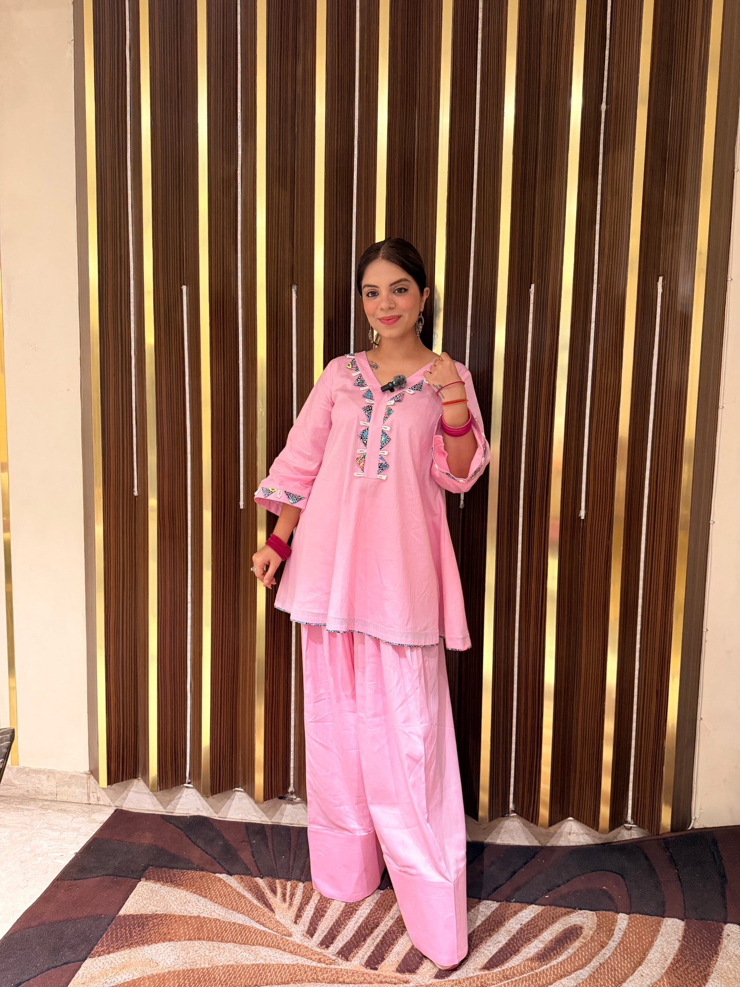 Roselle - Blush Pink Farshi Palazzo Set | Premium Cotton Kurta Set for Women | Festive & Casual Wear