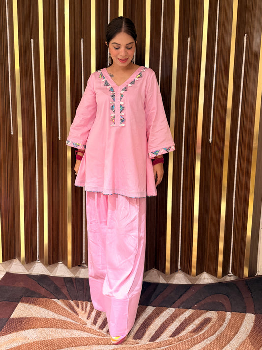 ROSELLE - Blush Peplum Farshi Palazzo Set