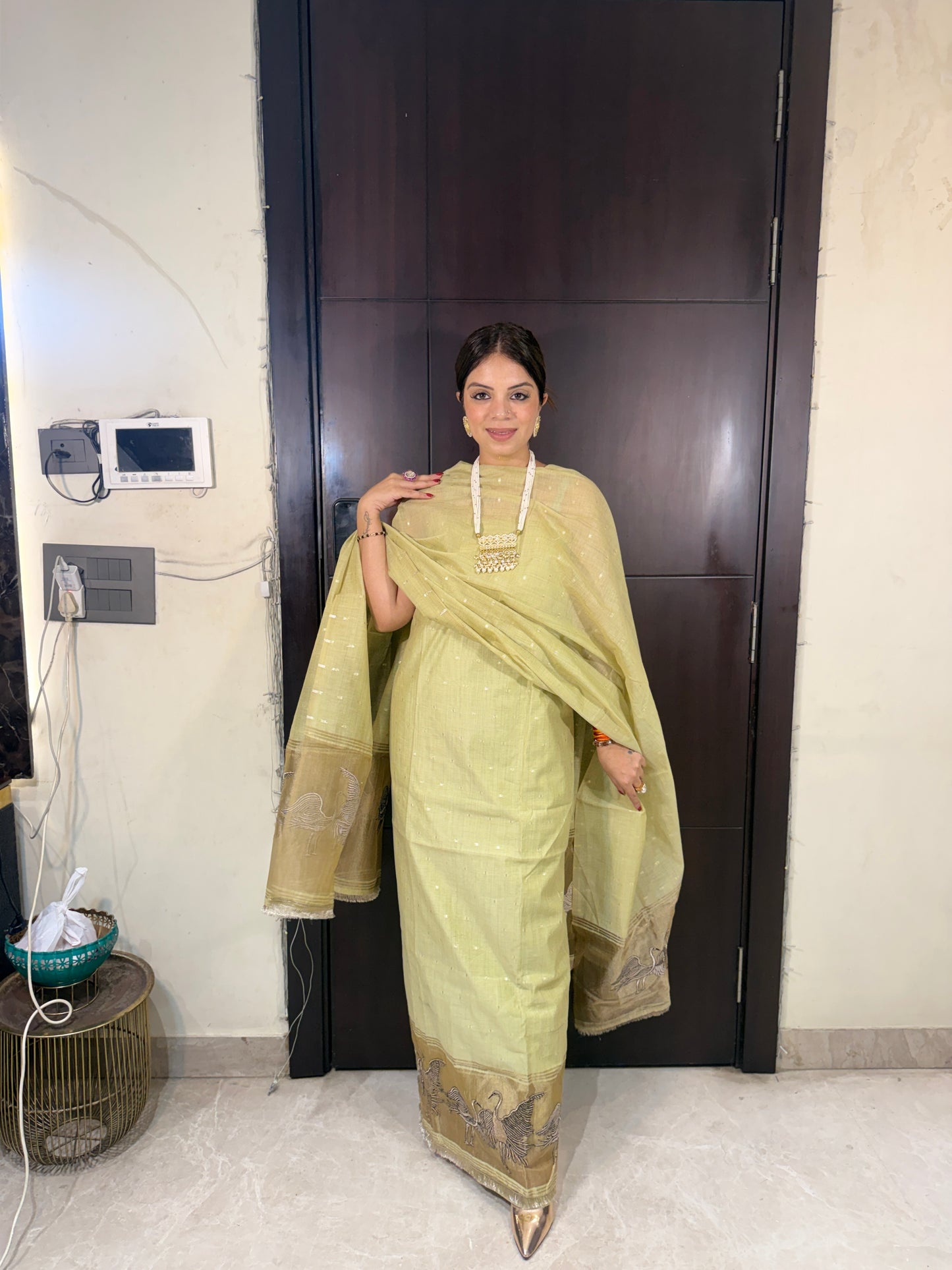 DEW & ZARI -Thread Work & Zari Border Unstitched Suit Set