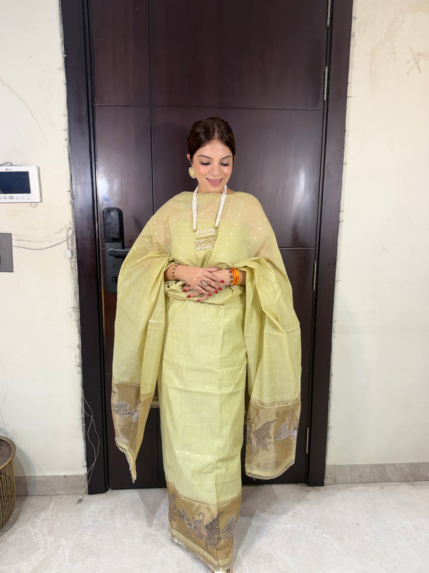 DEW & ZARI -Thread Work & Zari Border Unstitched Suit Set