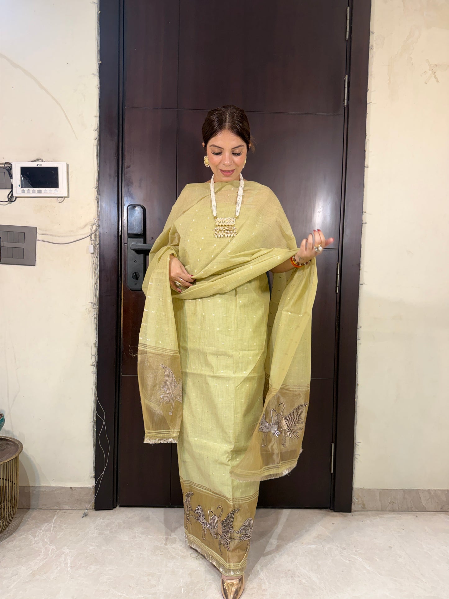DEW & ZARI -Thread Work & Zari Border Unstitched Suit Set