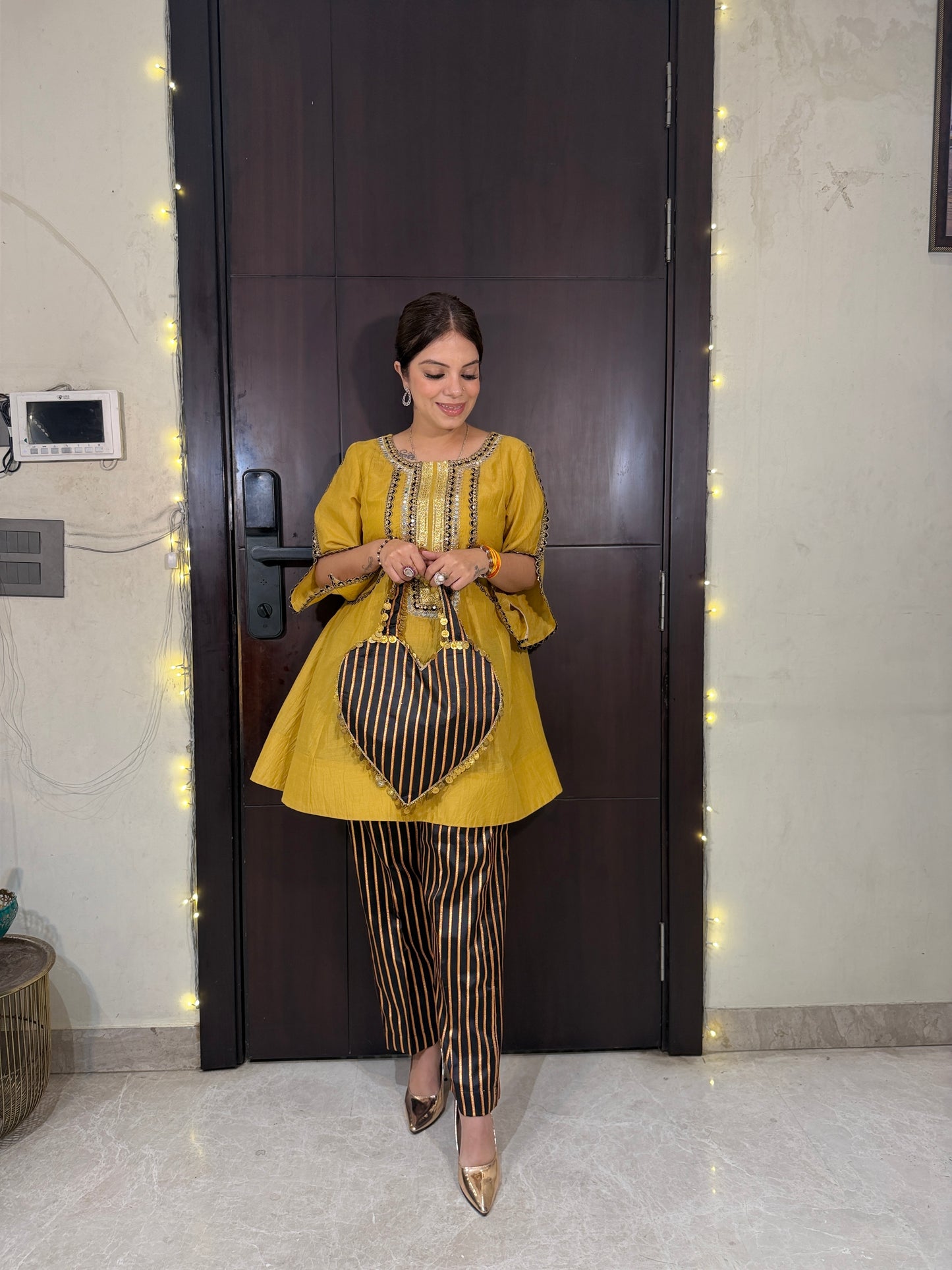 AFTER GLOW - Mustard Embellished Kurta Pant Set