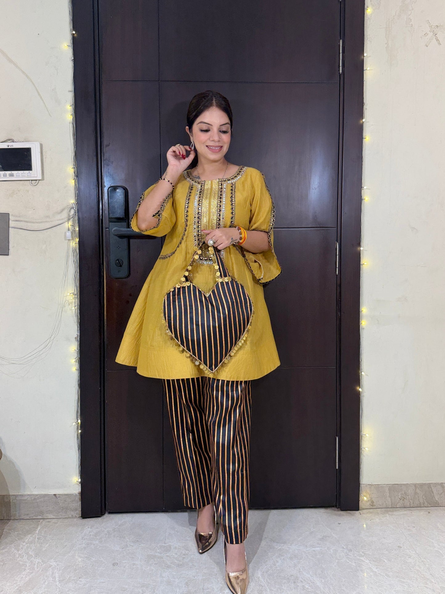 AFTER GLOW - Mustard Embellished Kurta Pant Set