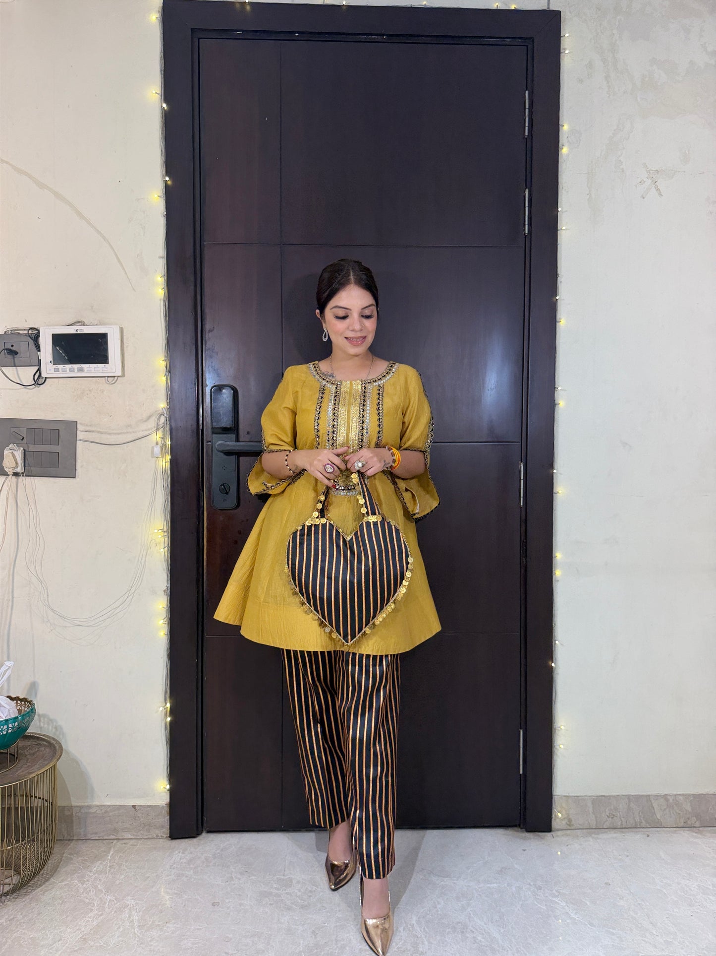AFTER GLOW - Mustard Embellished Kurta Pant Set