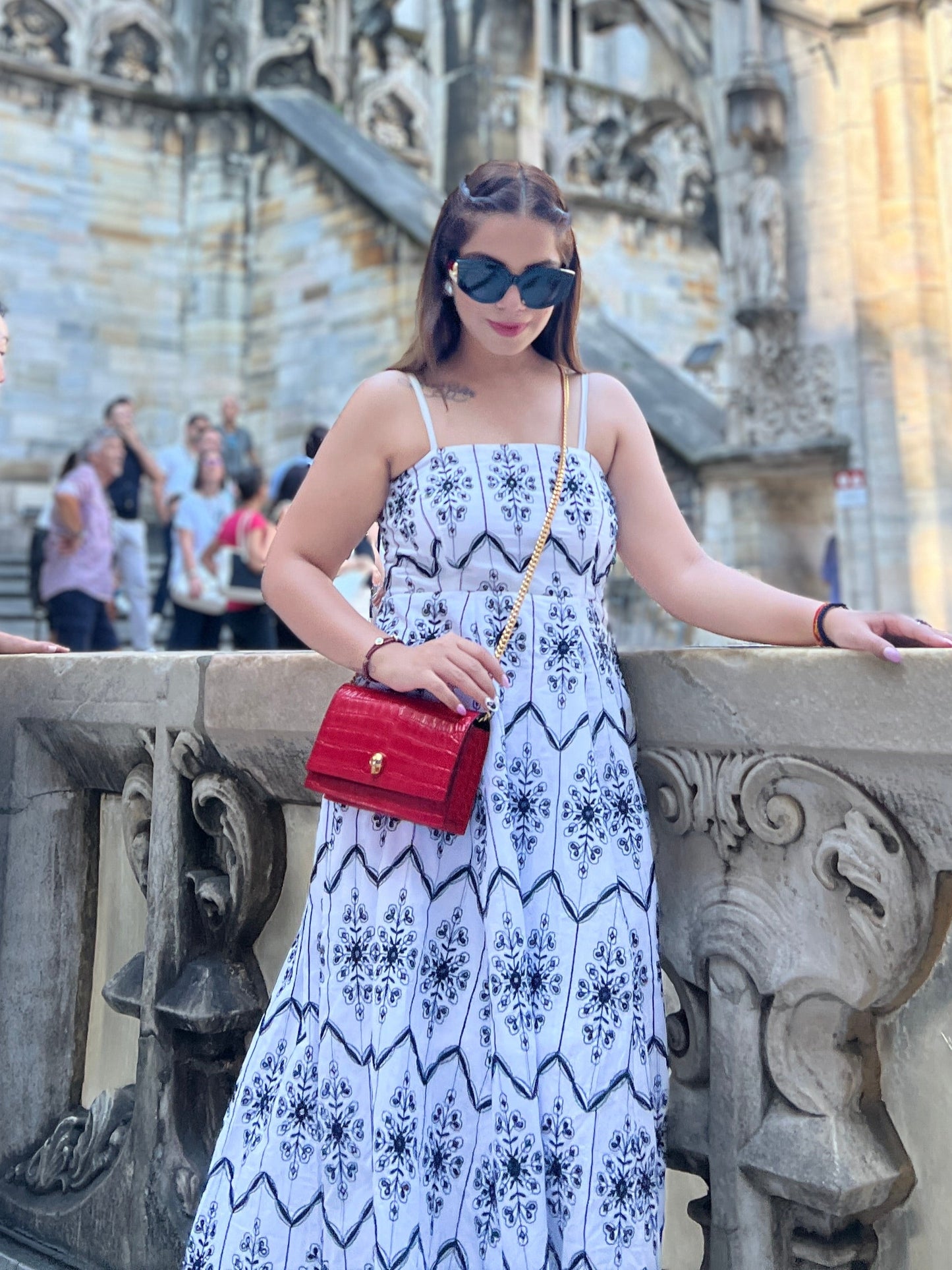 Aanya - White Boho Tile Print Maxi Dress – Lightweight Summer Dress for Women