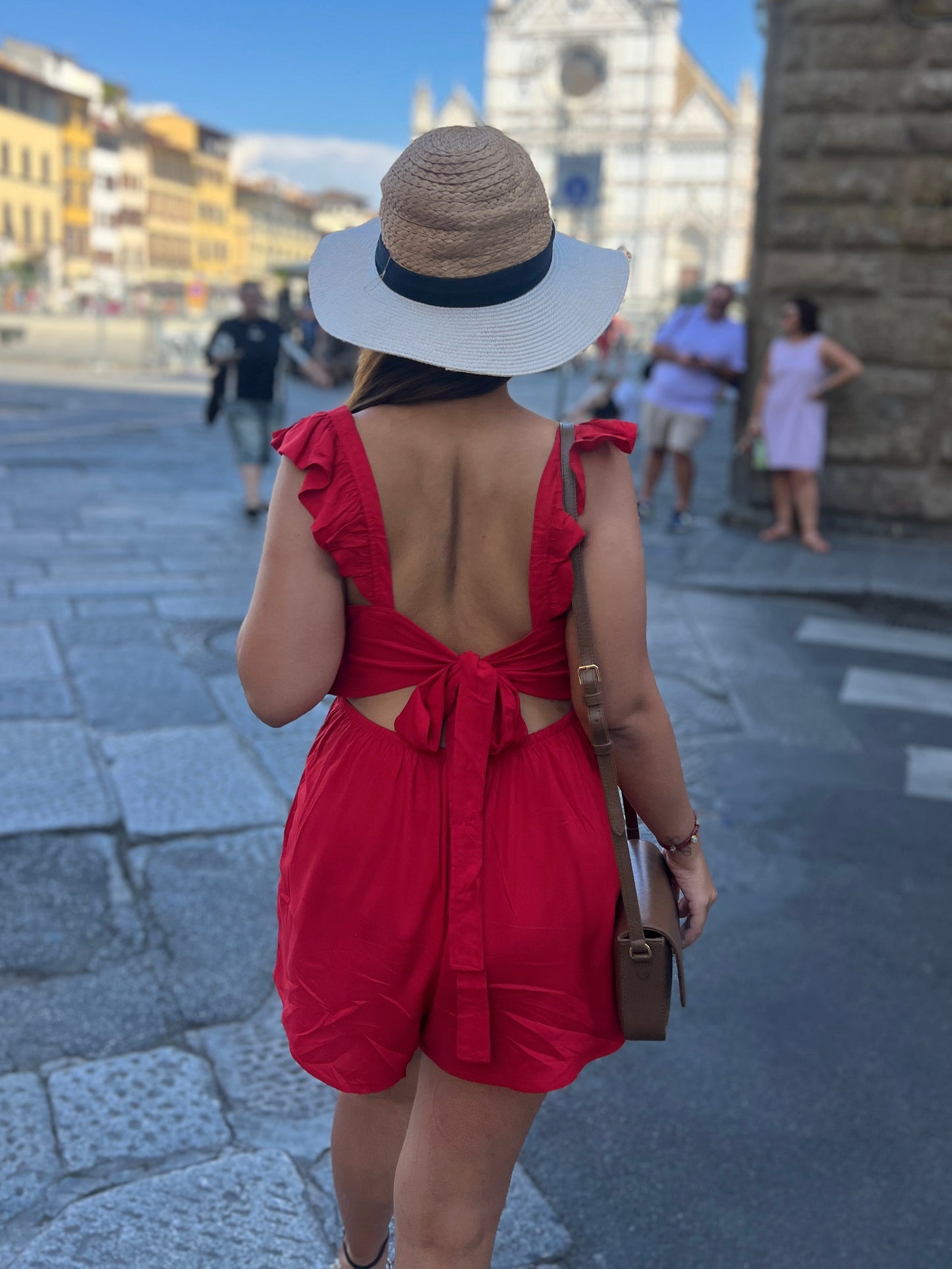 Hoor - Bold Red Tie-Shoulder Romper – Lightweight Summer Style for Women