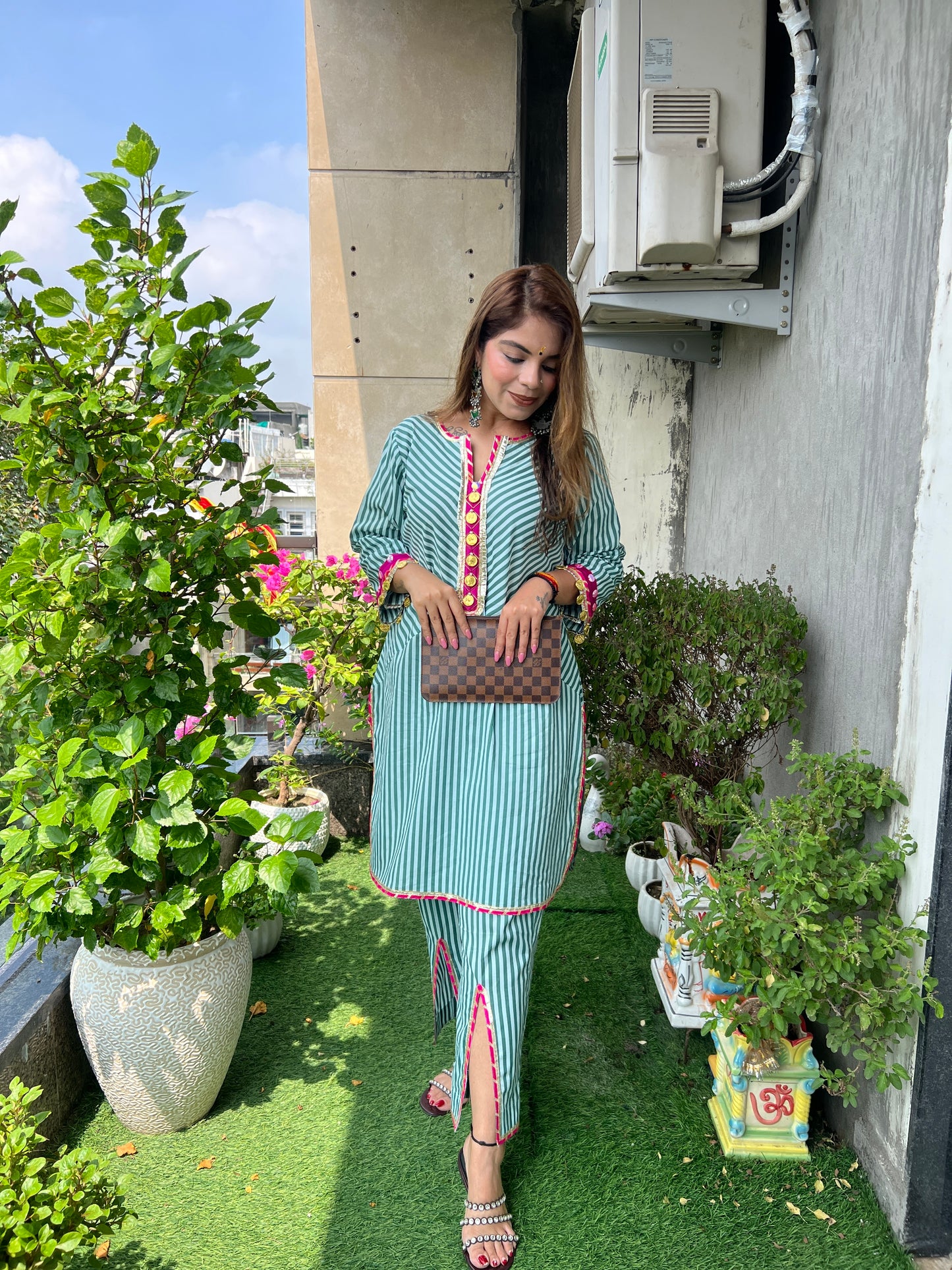 Aarohi - Cotton  Coordinate set| Graceful Mint Green Outfit with Ethnic Touch.