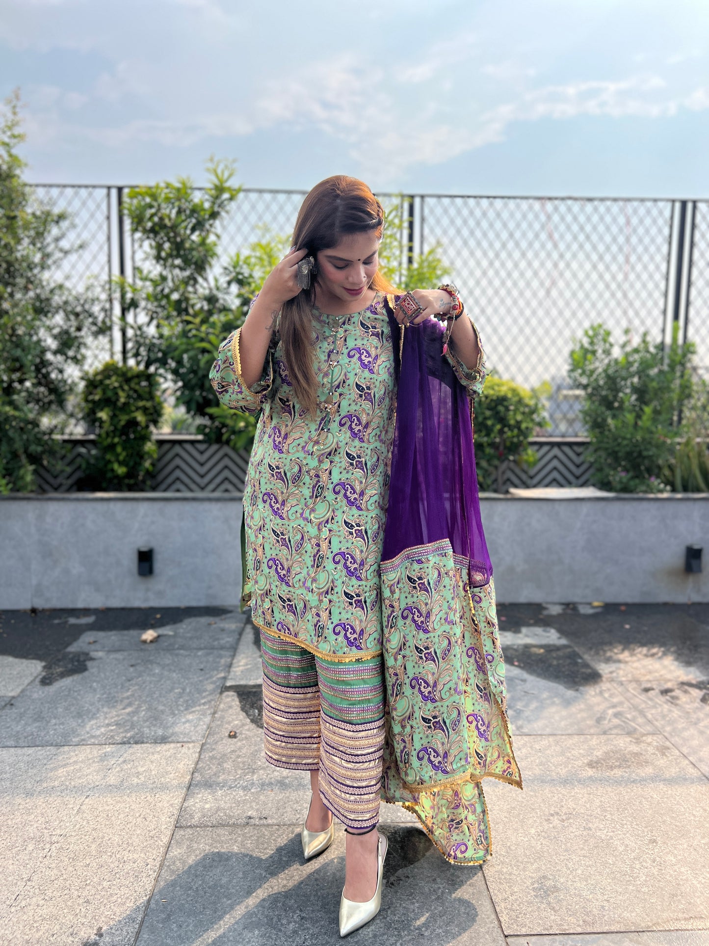 Lavanya – Mint Green Paisley Printed Cotton Suit Set