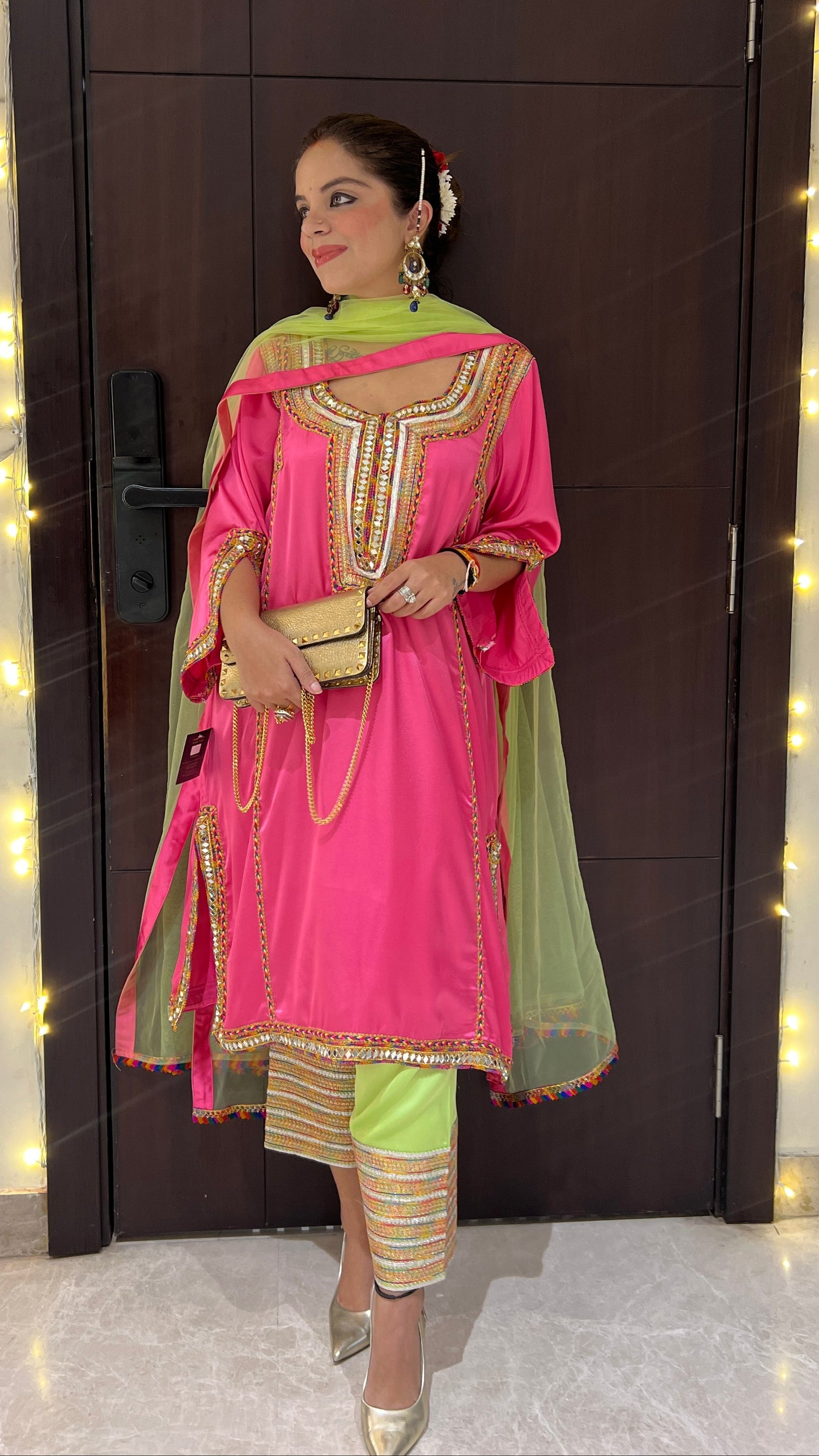 Noorani - Pink & Green Traditional Party Wear Suit