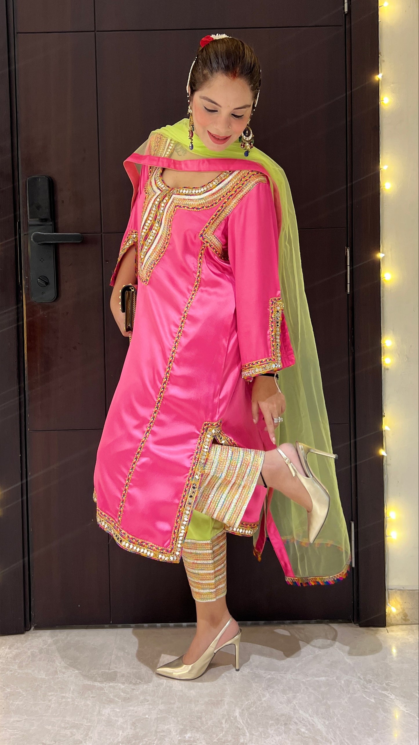 Noorani - Pink & Green Traditional Party Wear Suit