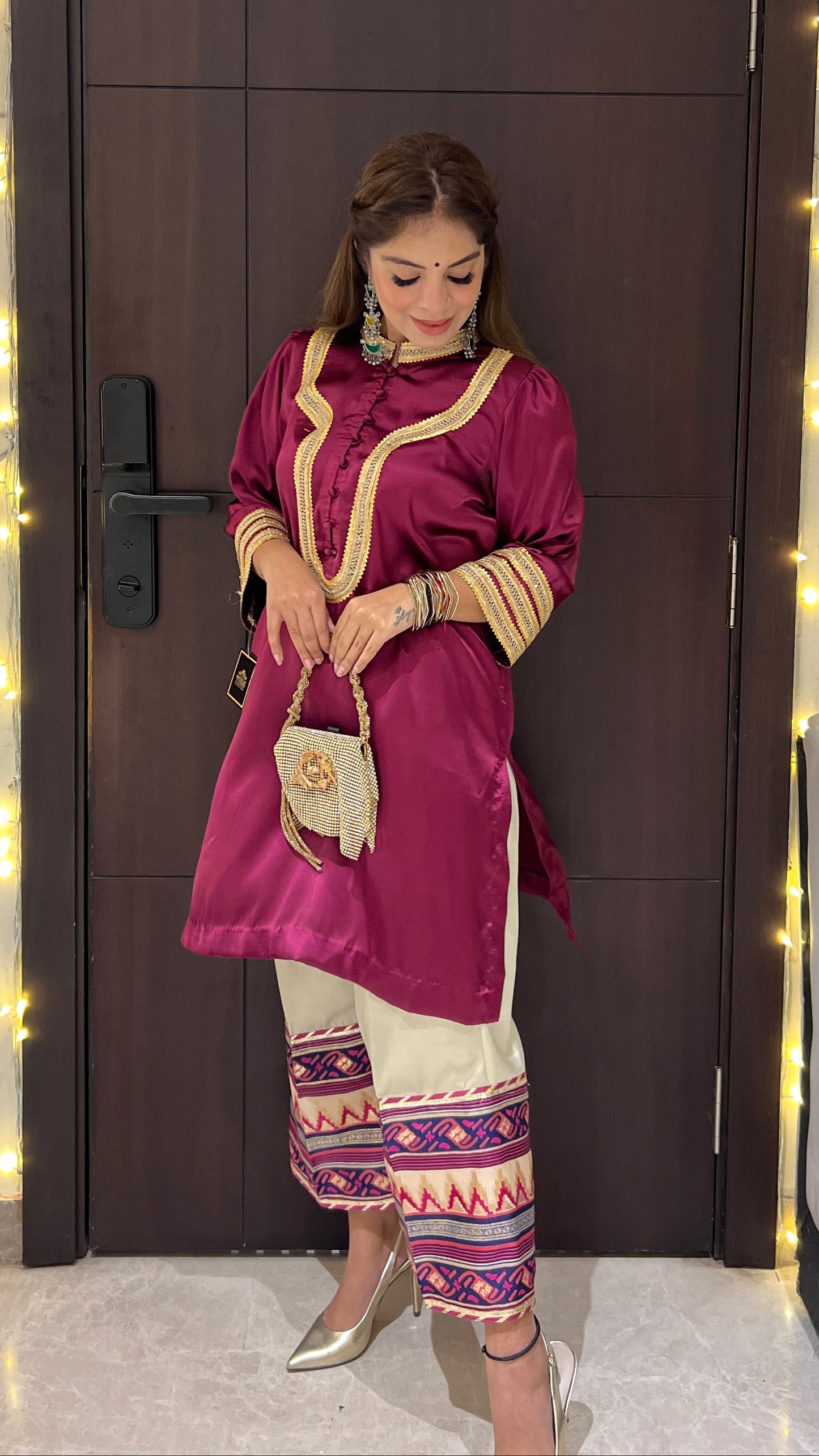Rangrez - Magenta Satin kurta with silk pants.