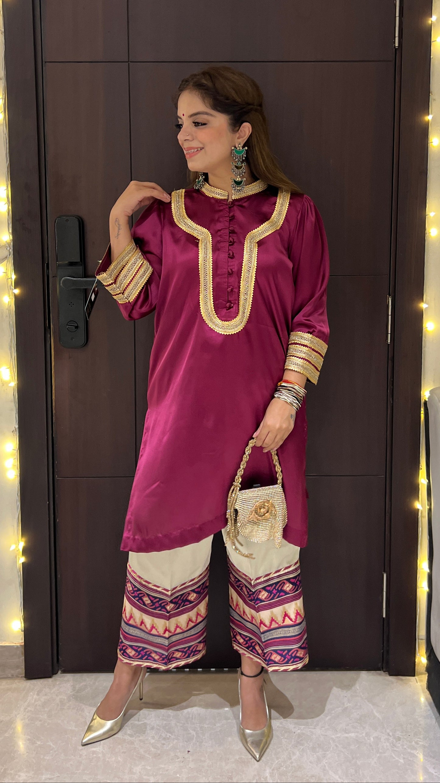Rangrez - Magenta Satin kurta with silk pants.