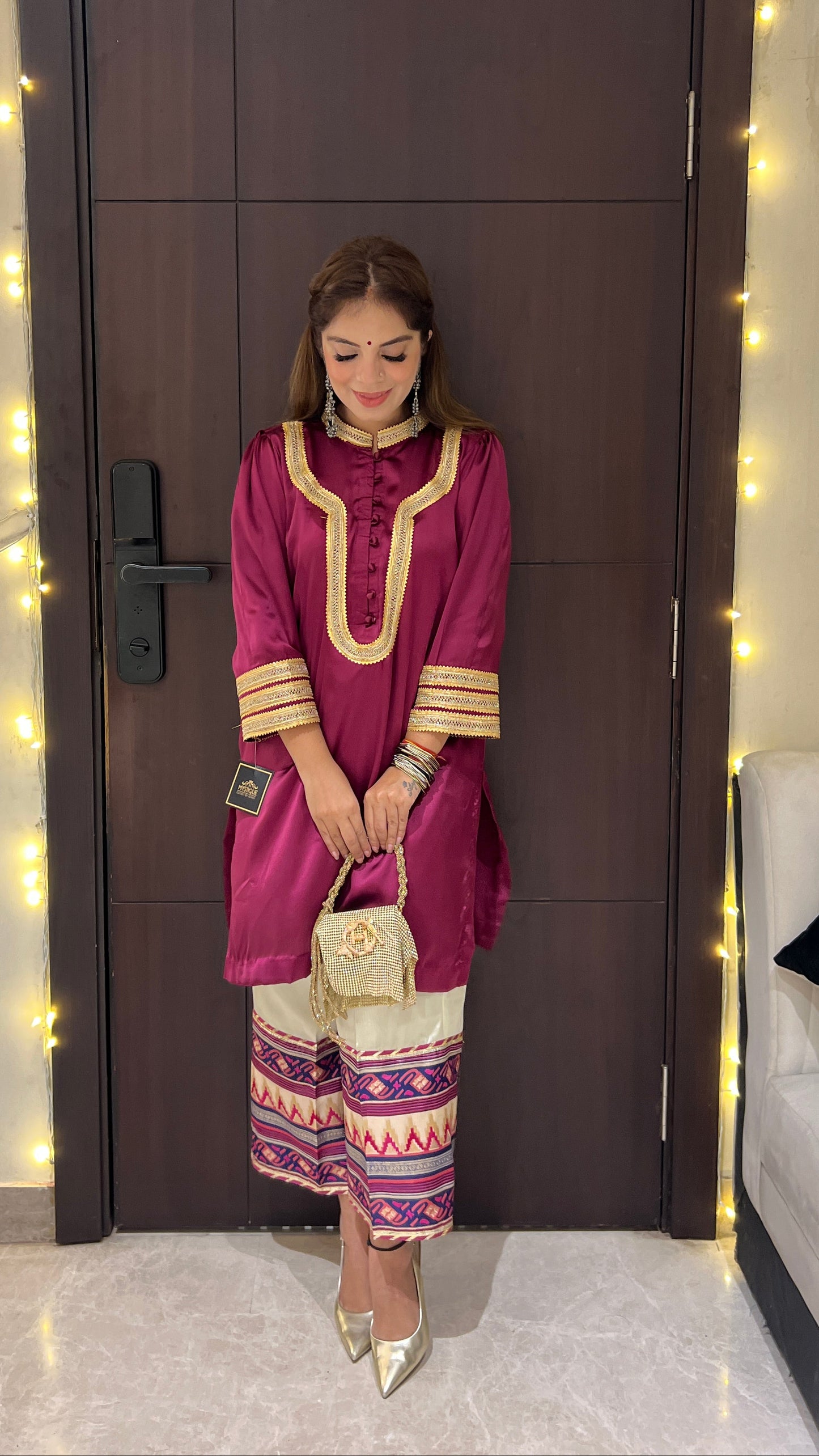 Rangrez - Magenta Satin kurta with silk pants.