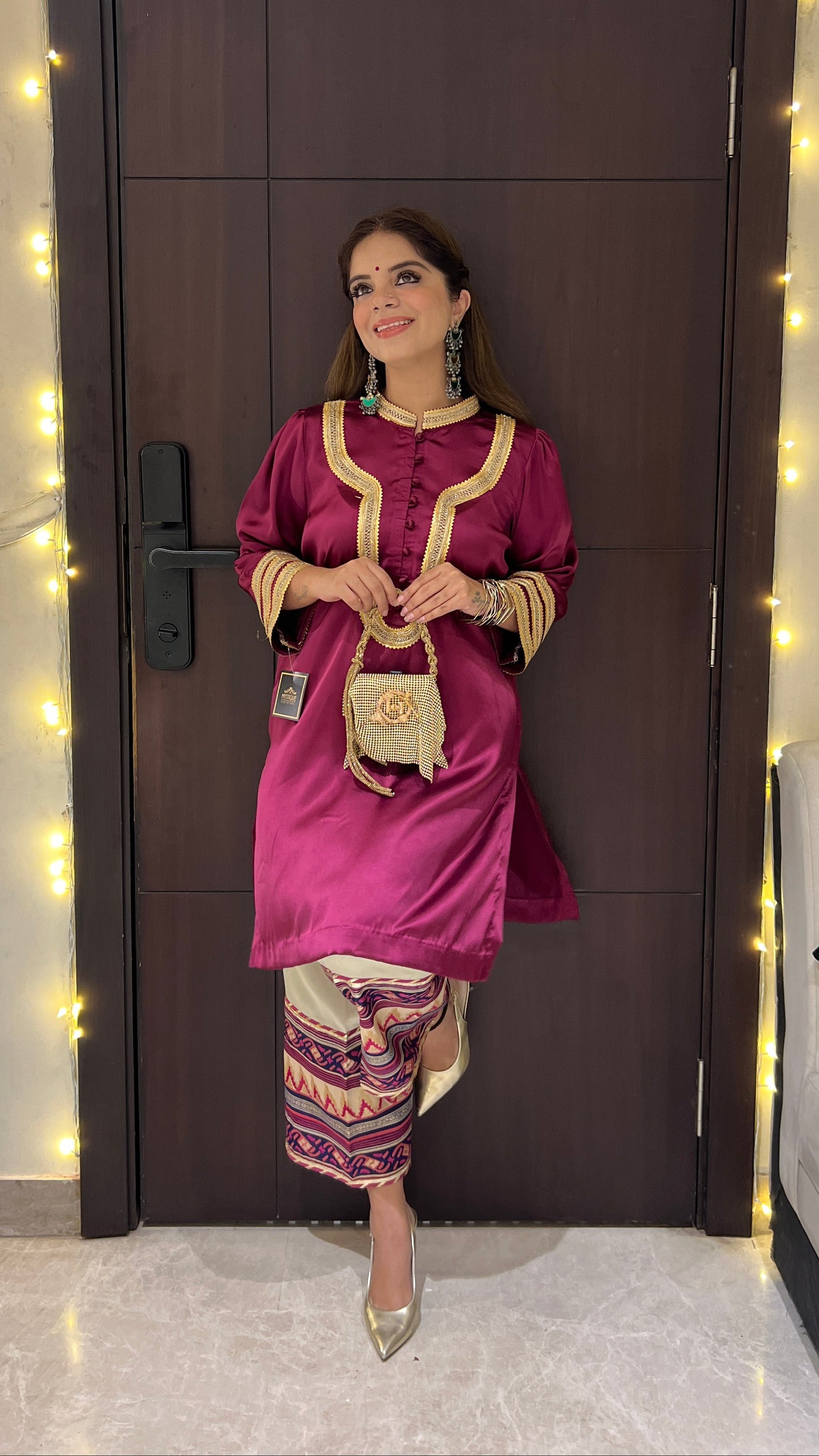 Rangrez - Magenta Satin kurta with silk pants.