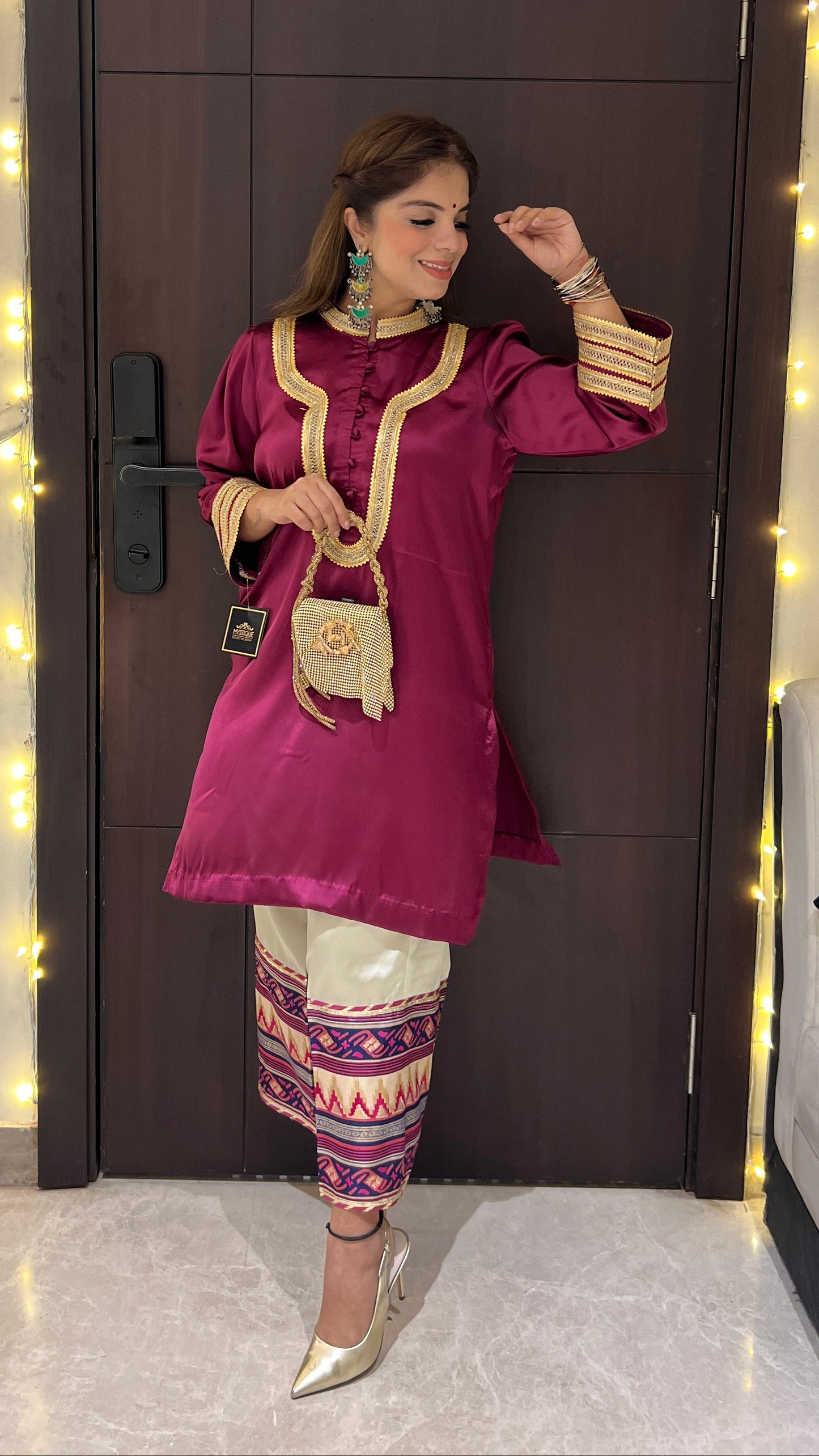 Rangrez - Magenta Satin kurta with silk pants.