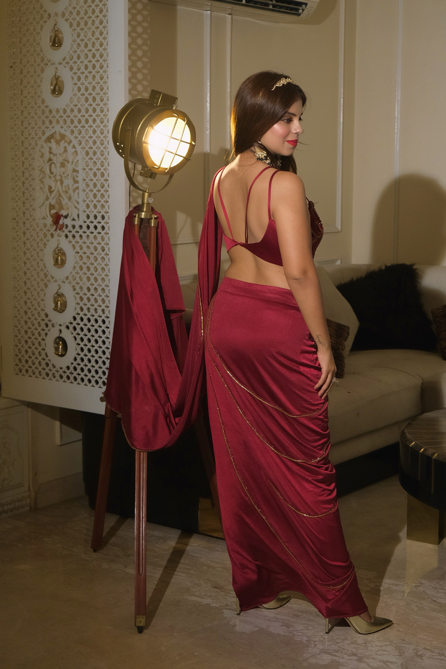 Ridhima - Scarlet Grace: Effortless Red Drape Saree | Timeless Glam for Every Occasion