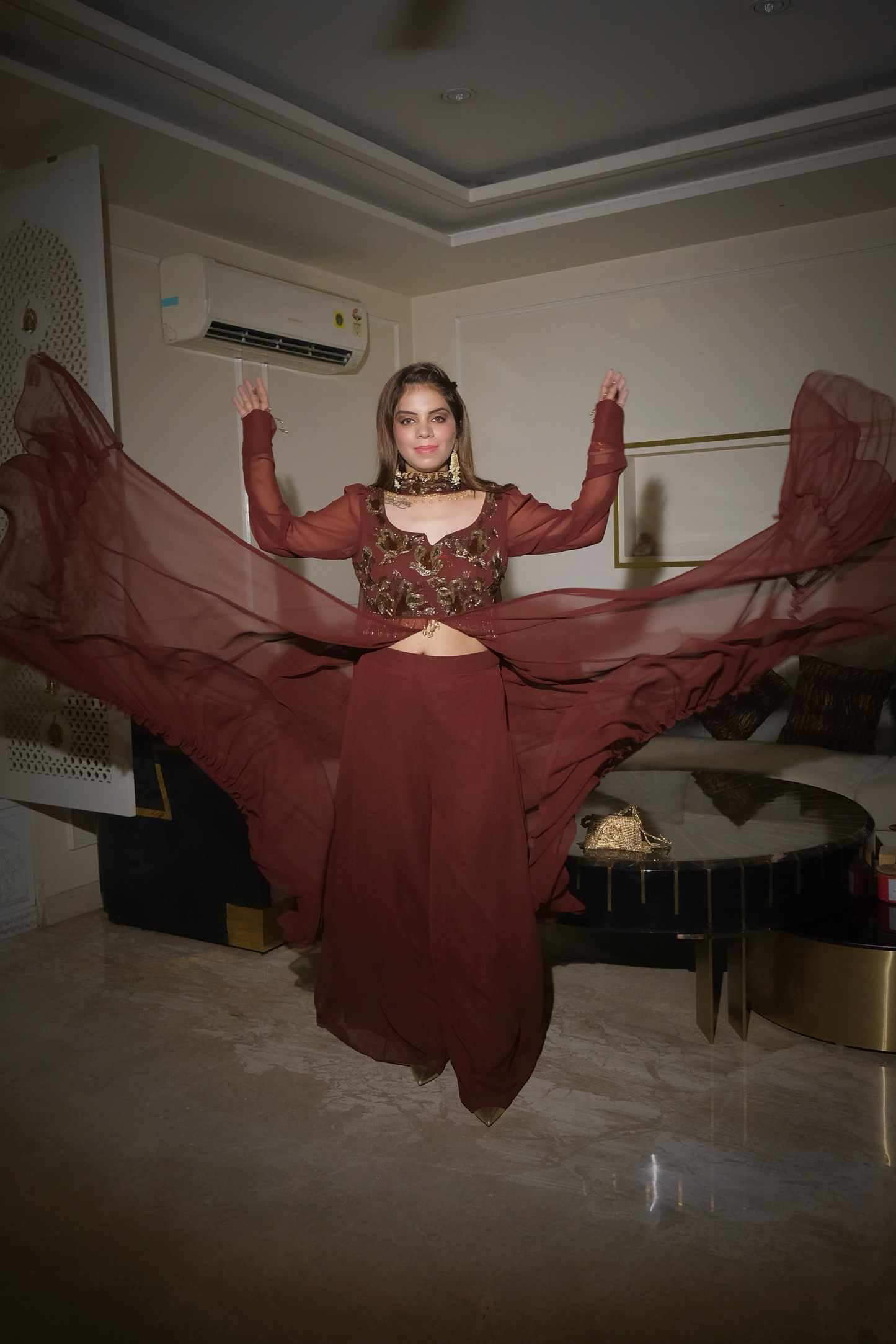 Enchanting Elegance Anarkali suit with plazo pants – modern Indian ethnic wear for festive occasions