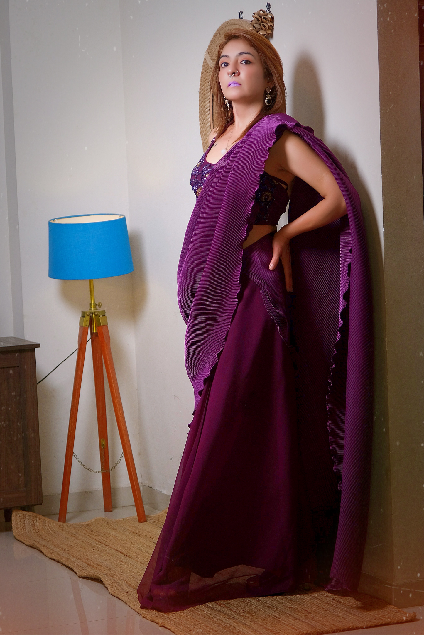 Samaira - Hand-Embroidered Blouse Saree – Artisan’s Touch for Elegant Indian Occasions