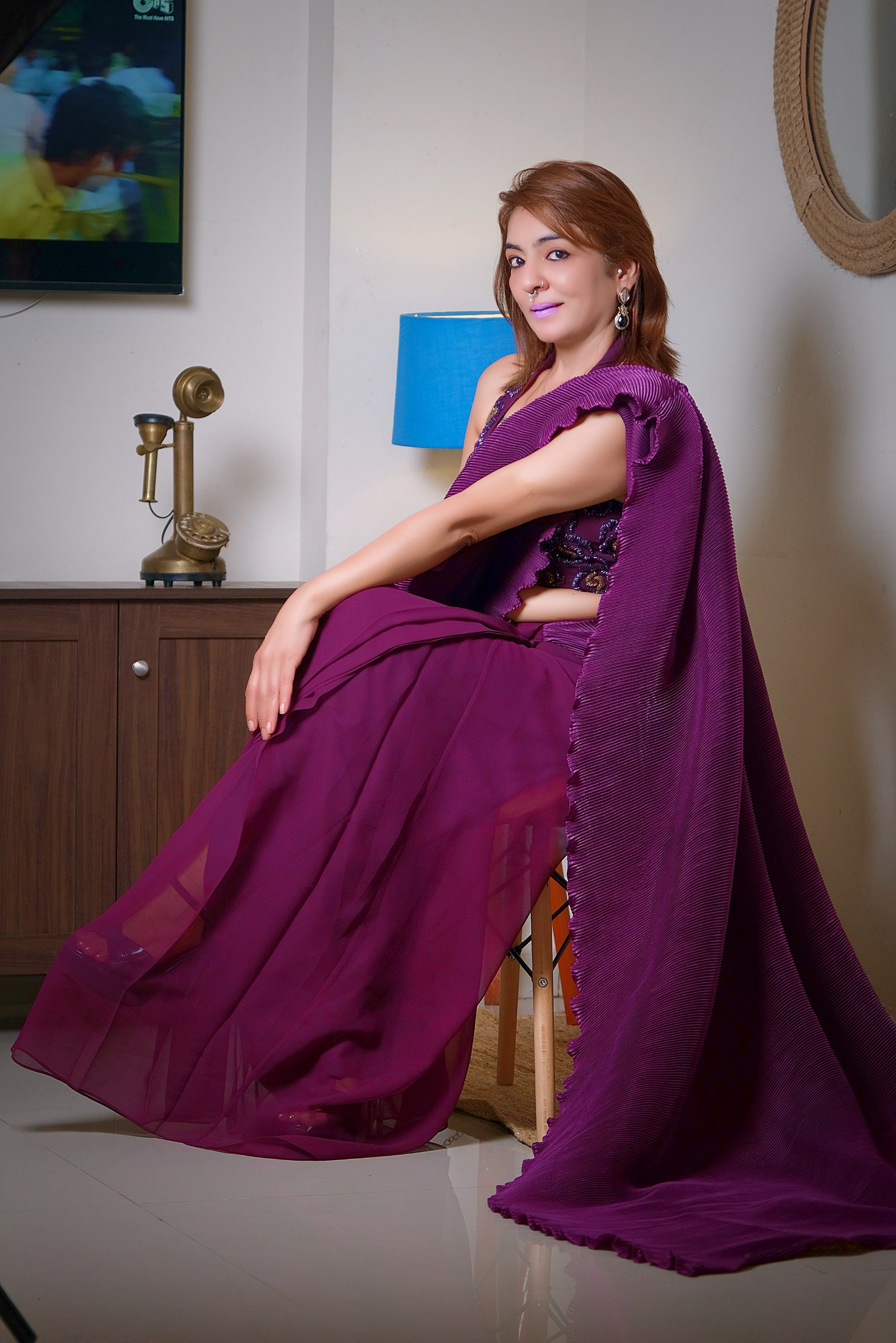Samaira - Hand-Embroidered Blouse Saree – Artisan’s Touch for Elegant Indian Occasions