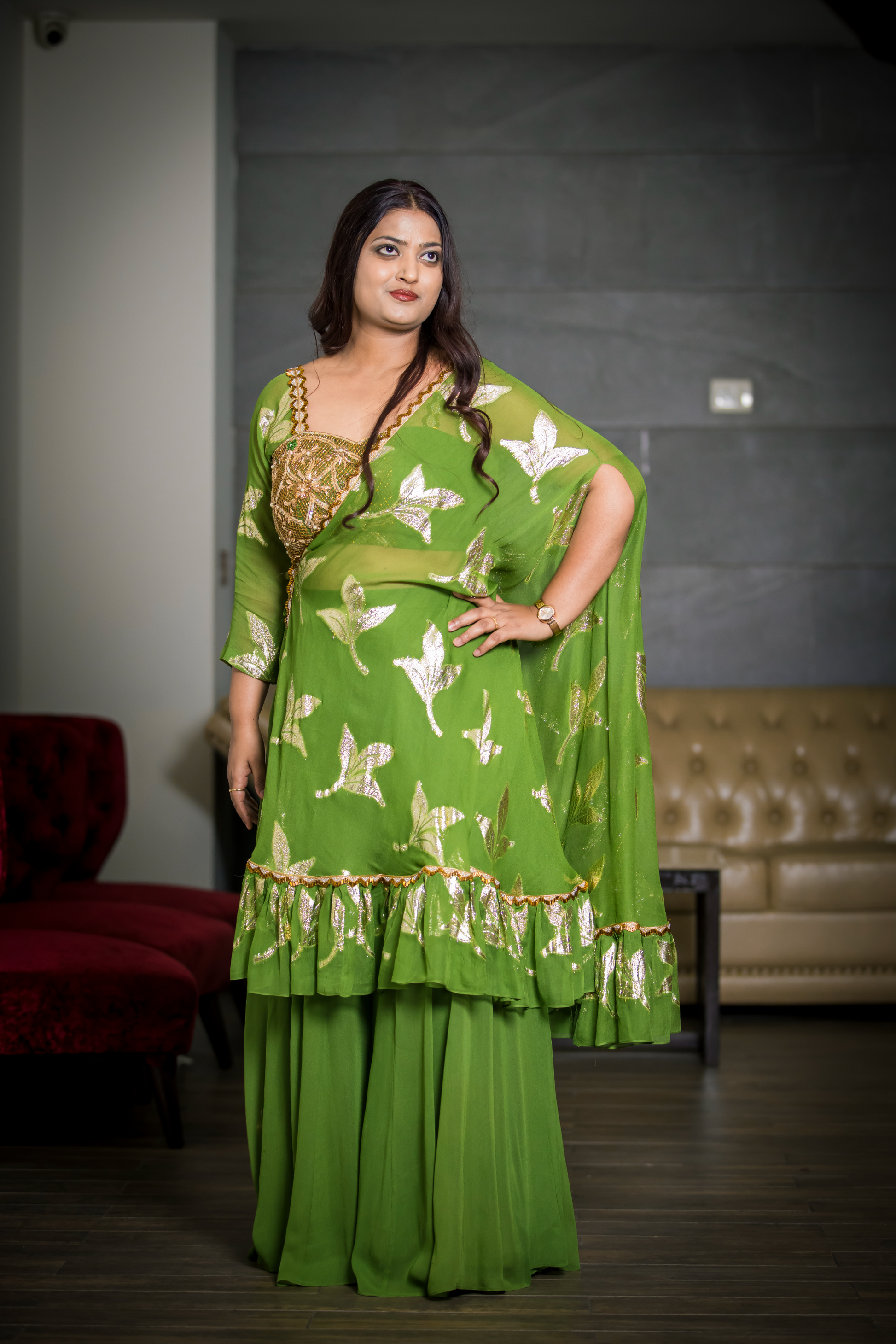 Noor-e-Nazakat 3-piece sharara set with foil print and embroidery – elegant festive ethnic wear