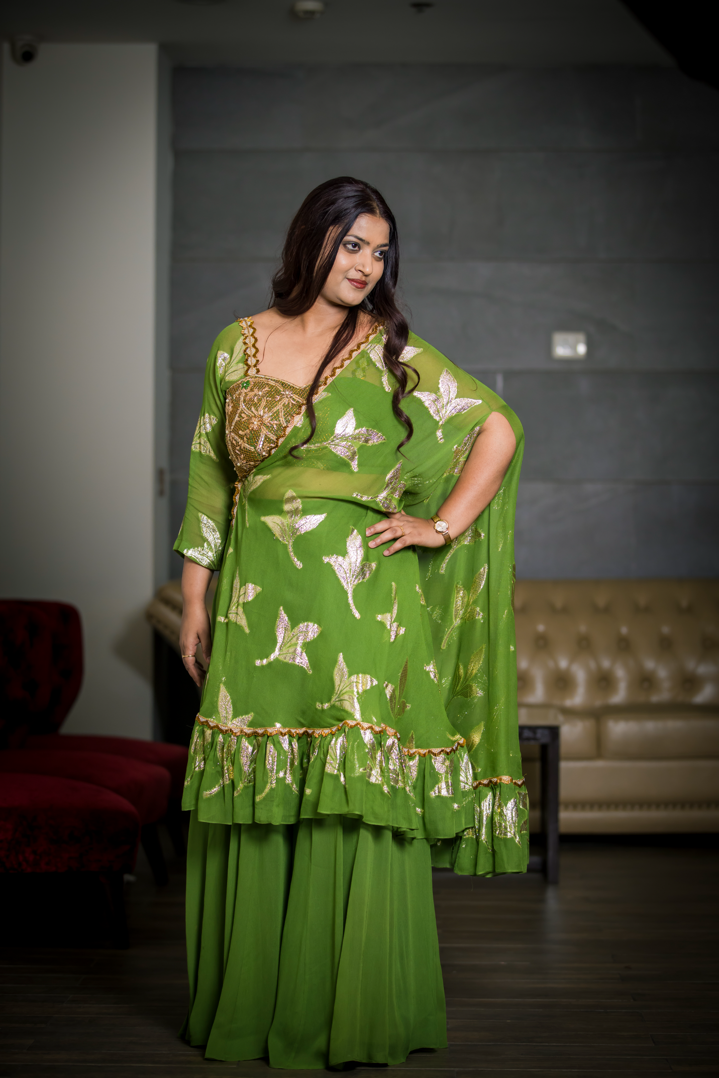 Noor-e-Nazakat 3-piece sharara set with foil print and embroidery – elegant festive ethnic wear