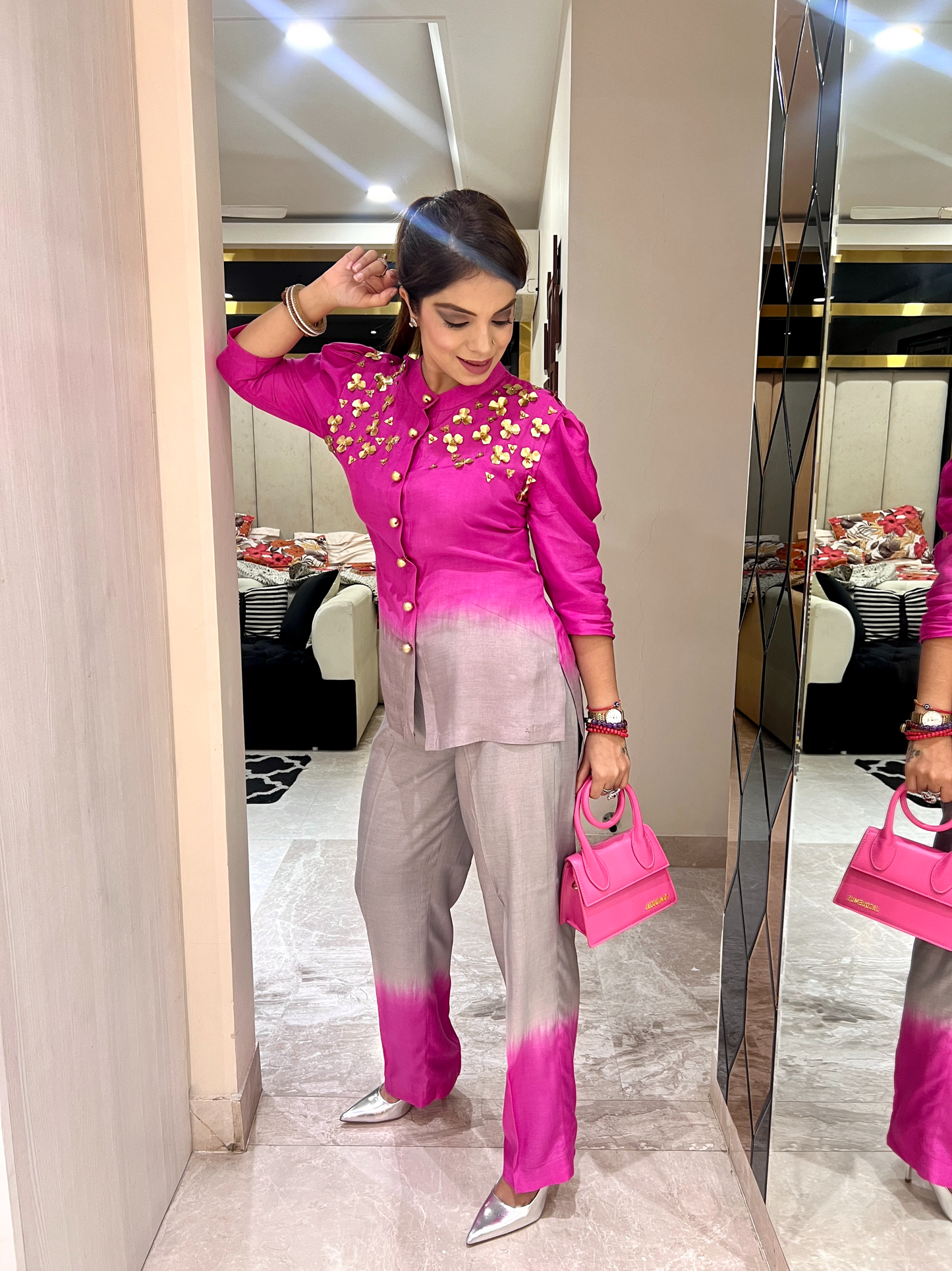 Elegant Evening Gown with Sheer Cape & Multicolor Sequins – Luxury Women’s Dress