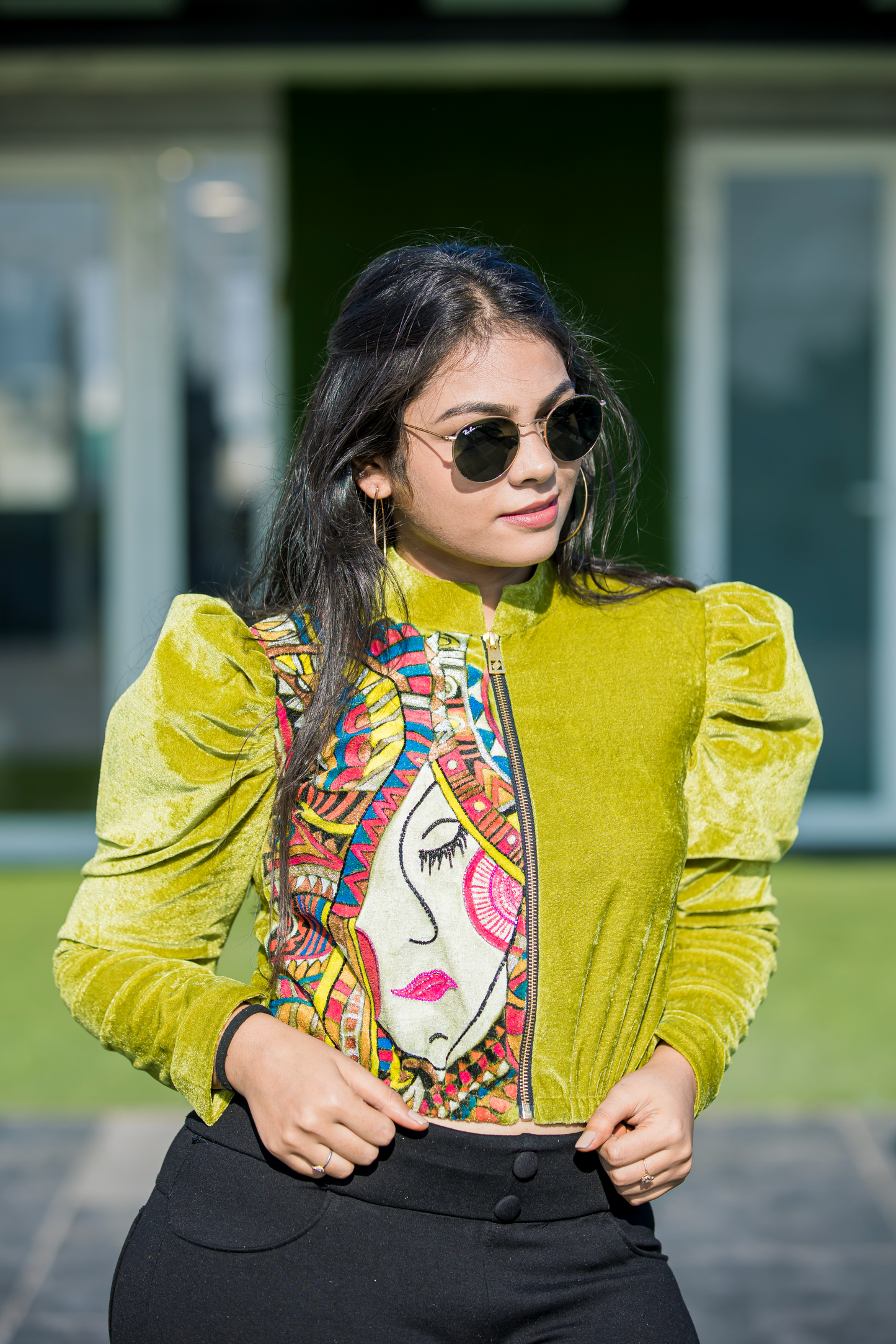 Boho Hand-Painted Zip Jacket – Unique Artistic Style for Women