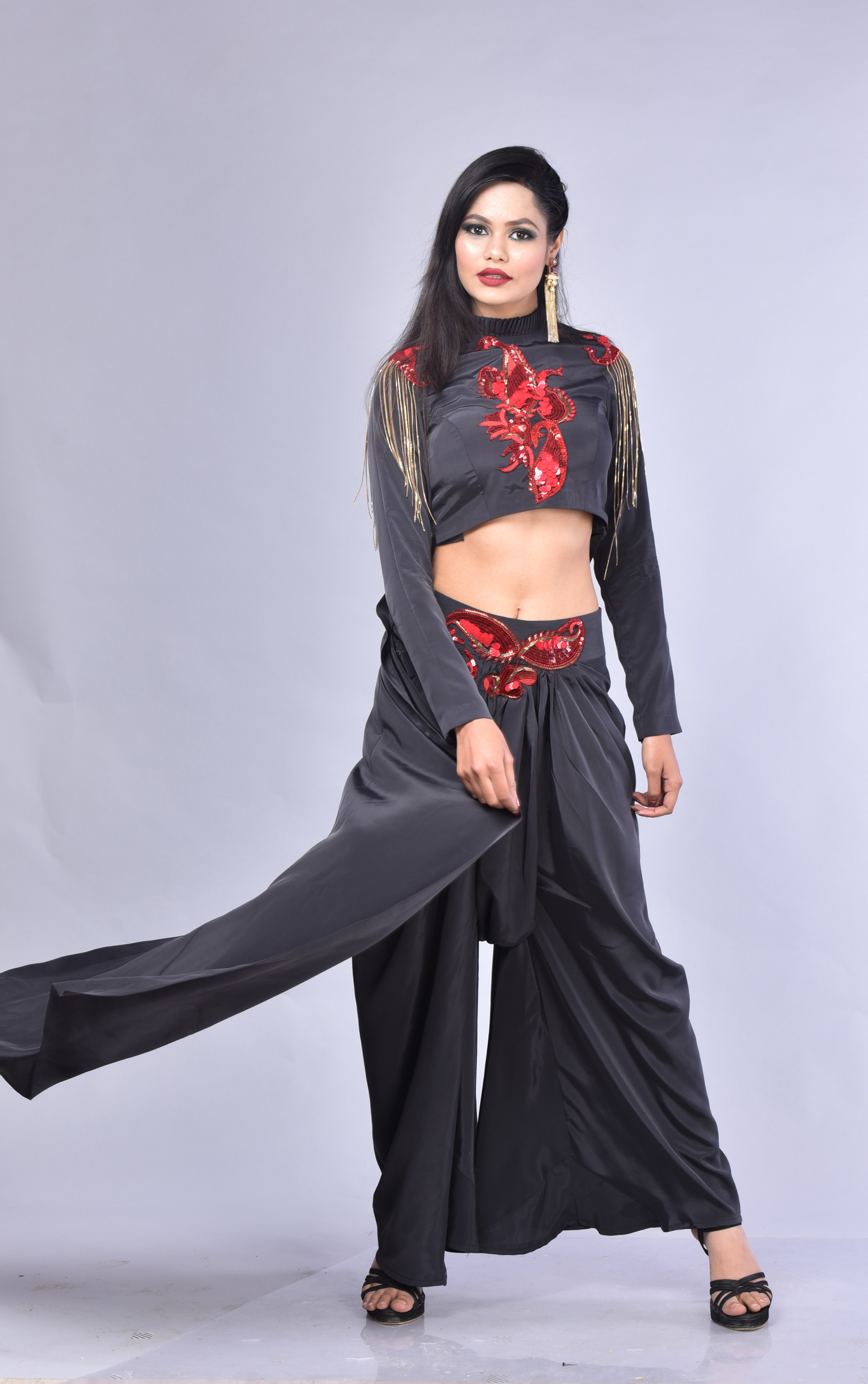 Shivangi - Crape Skirt with Matching Asymmetric Top – Trendy Women’s Co-ord Set