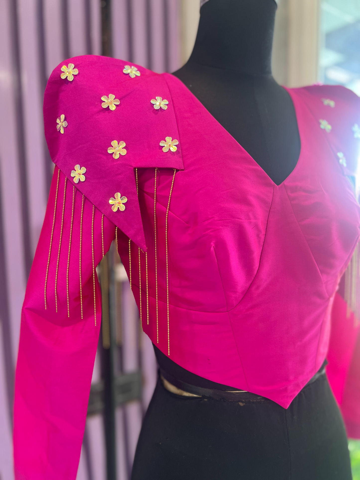 Fuchsia Embroidered Crop Top for Women | Stylish Ethnic Top – Mystique Closet