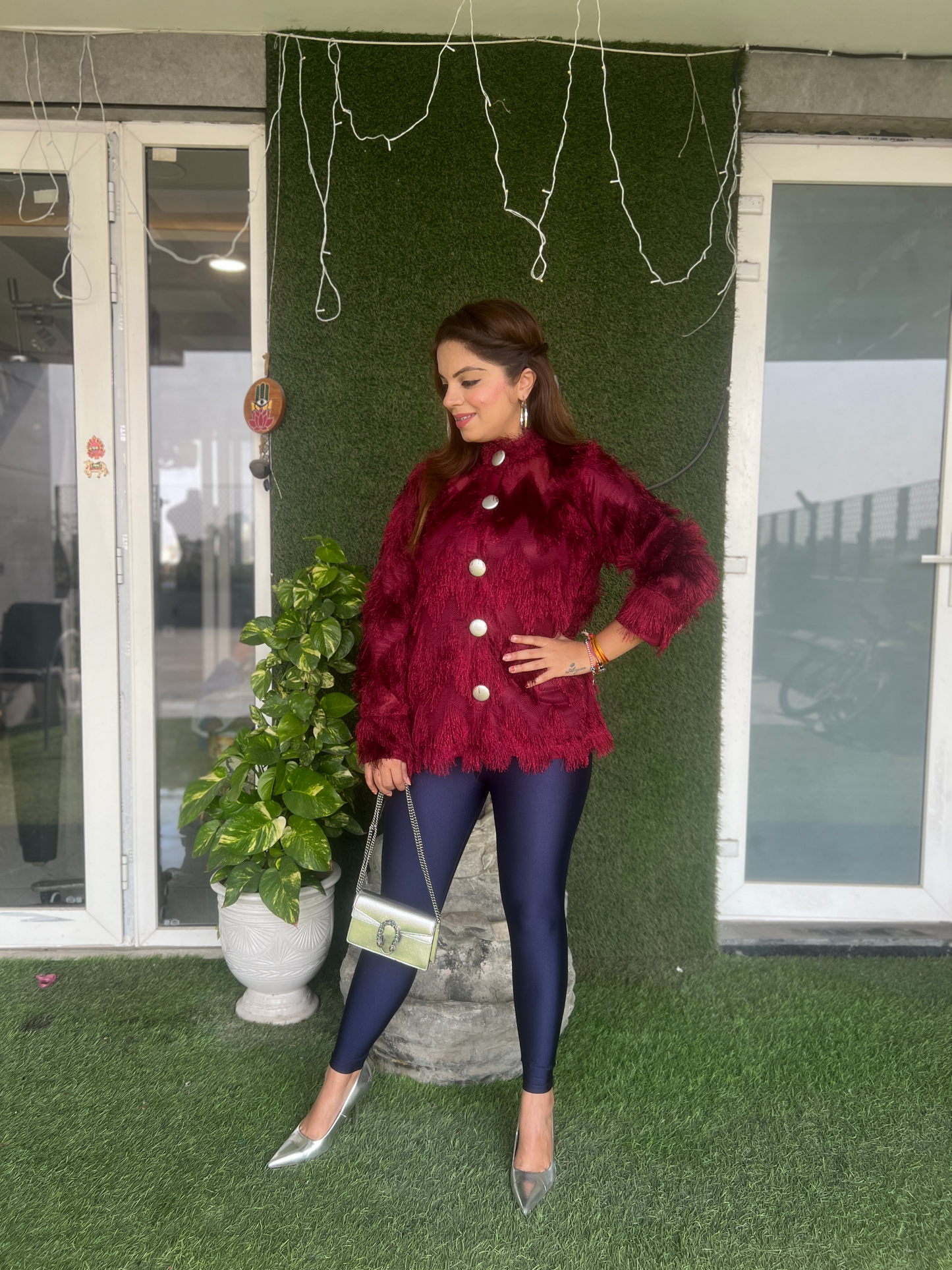 Cozy Woolen Fur Fringe Shirt for Women – Stylish & Warm Winter Fashion